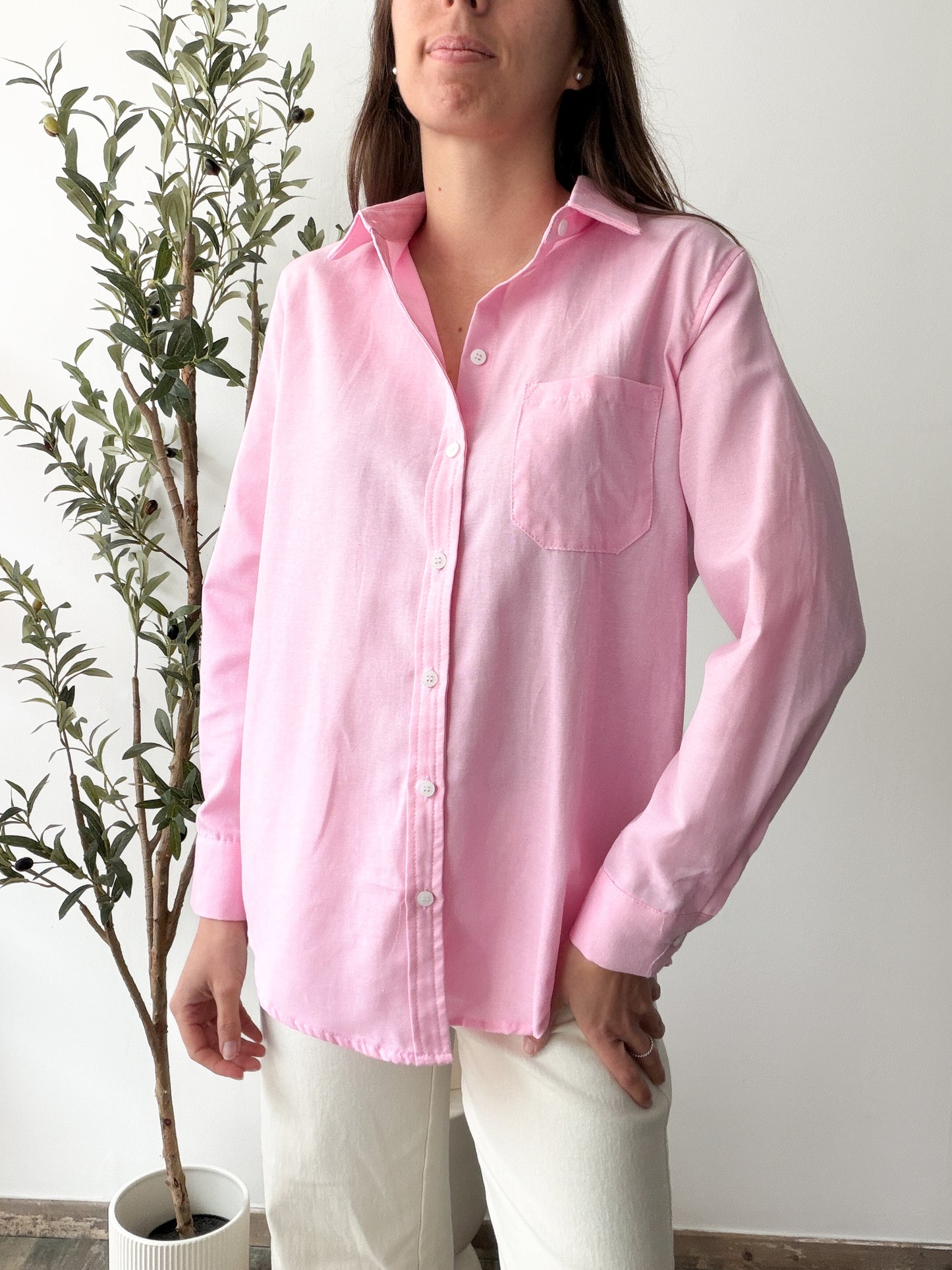 Chemise coton rose