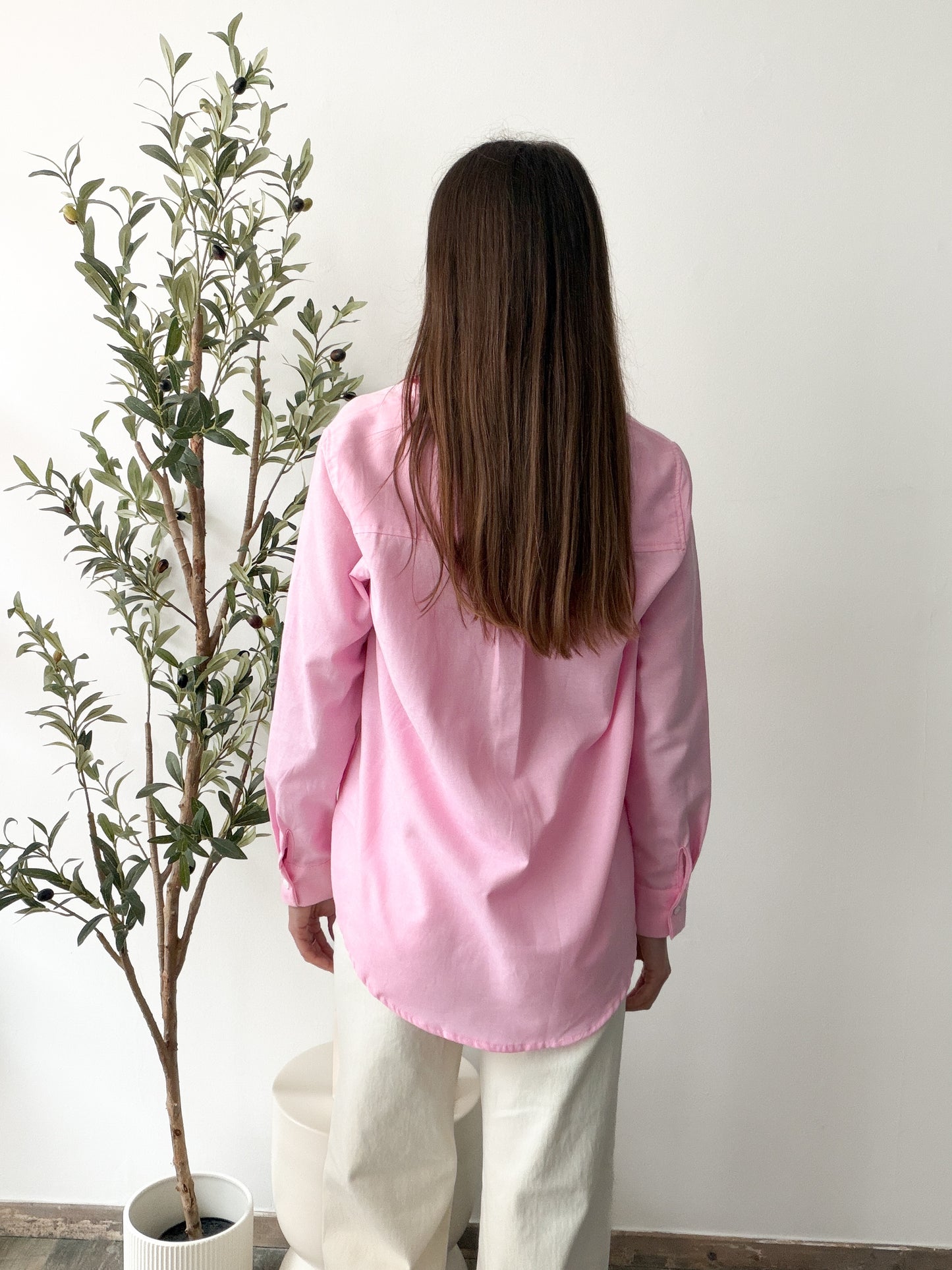 Chemise coton rose