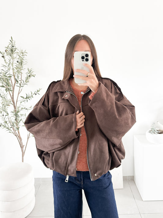 Veste effet daim marron