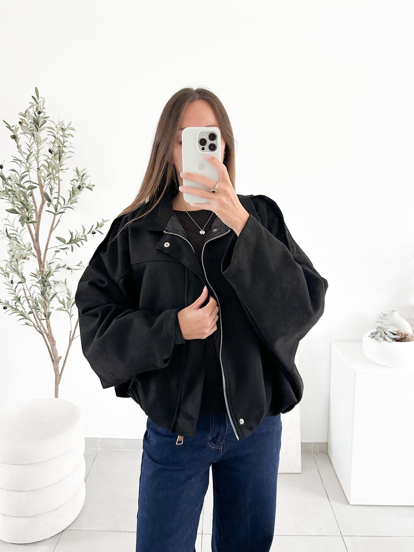 Veste effet daim noire