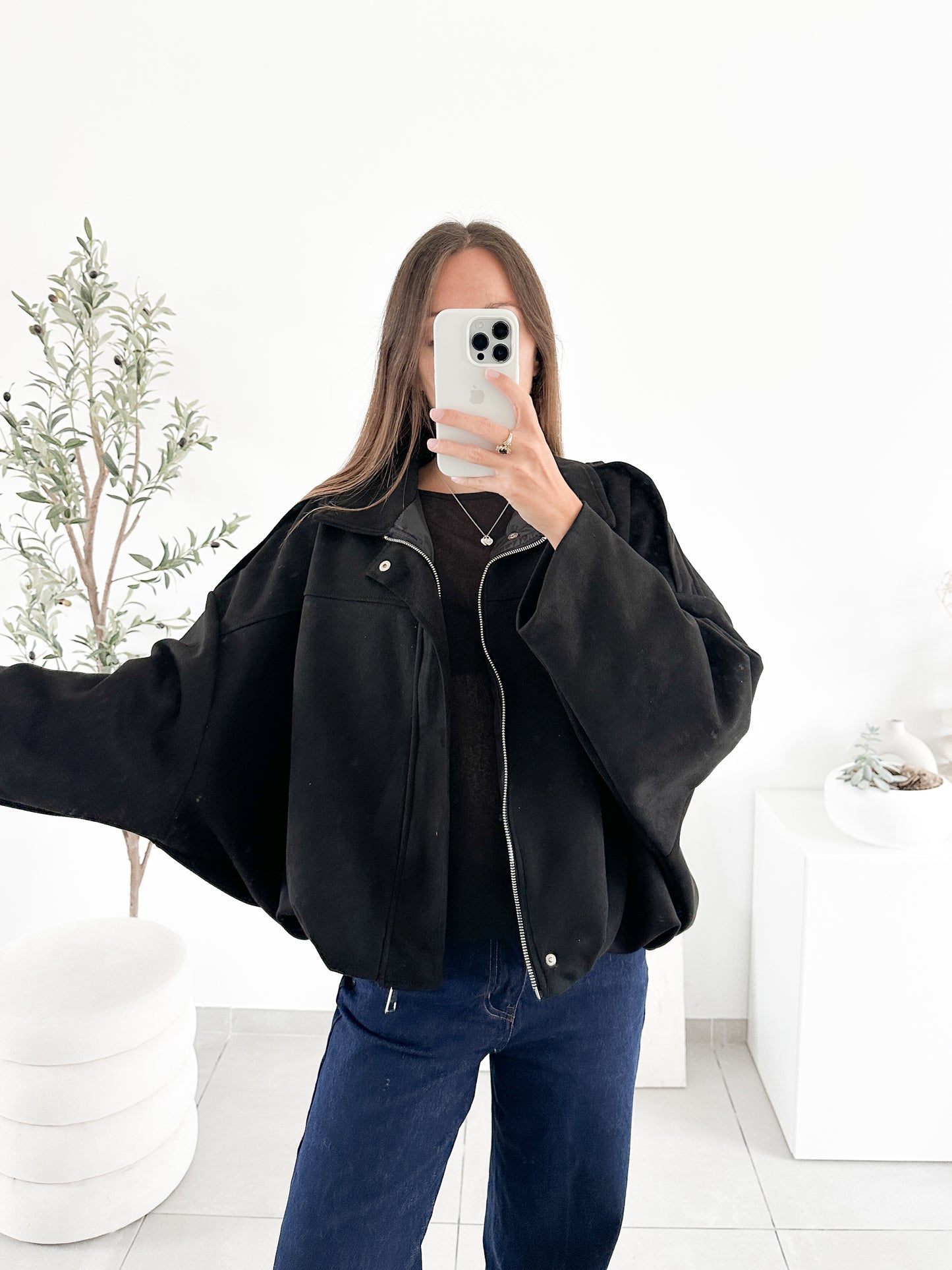 Veste effet daim noire