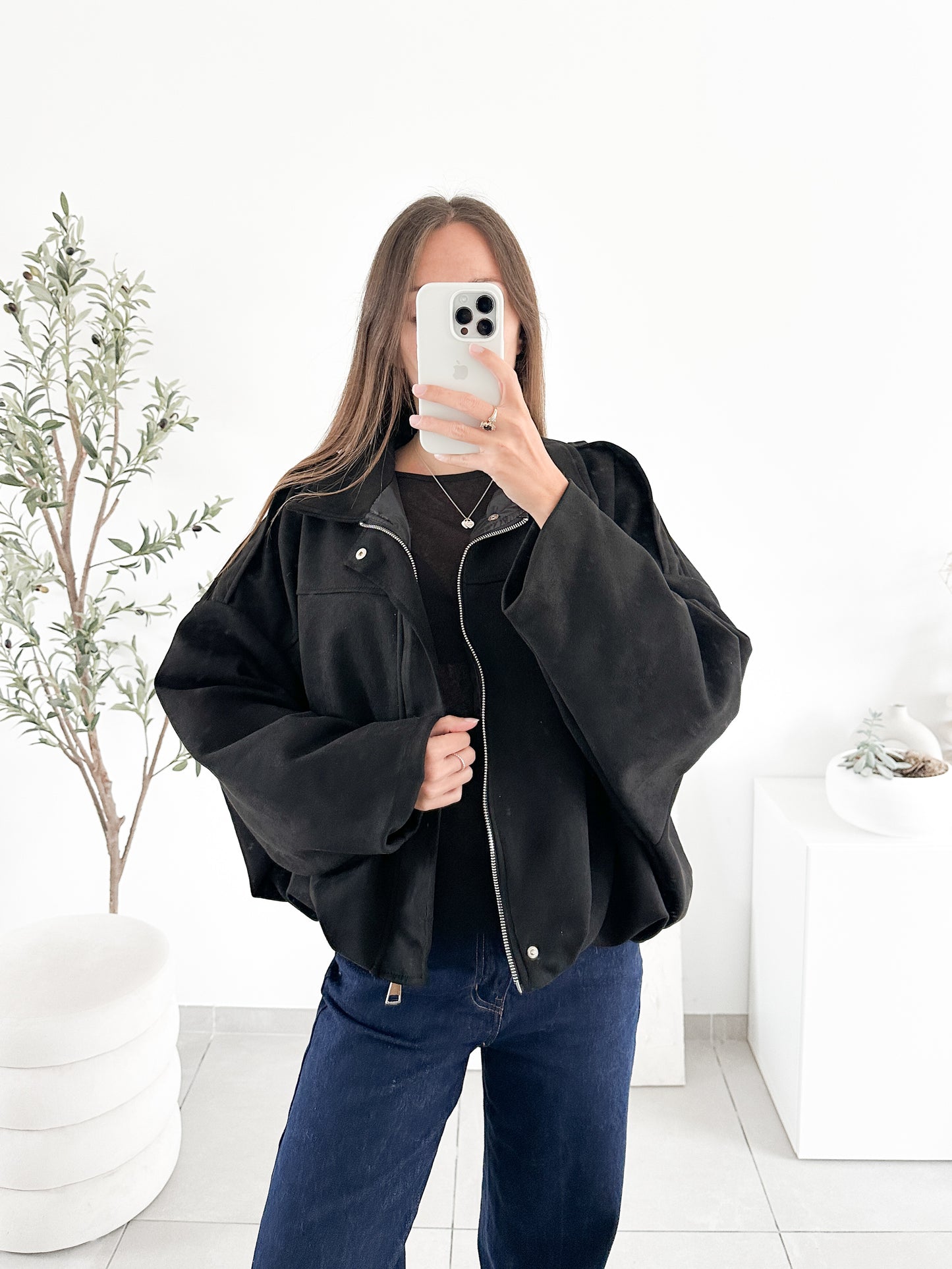 Veste effet daim noire