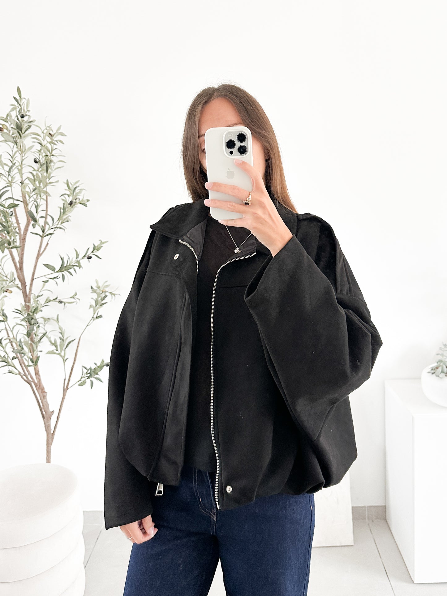 Veste effet daim noire