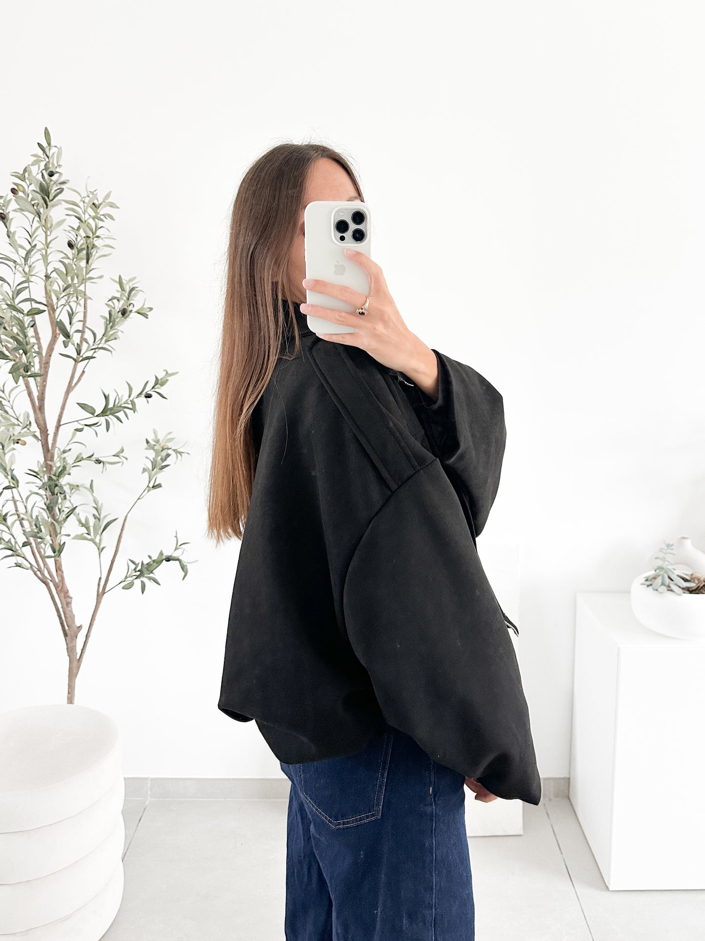 Veste effet daim noire