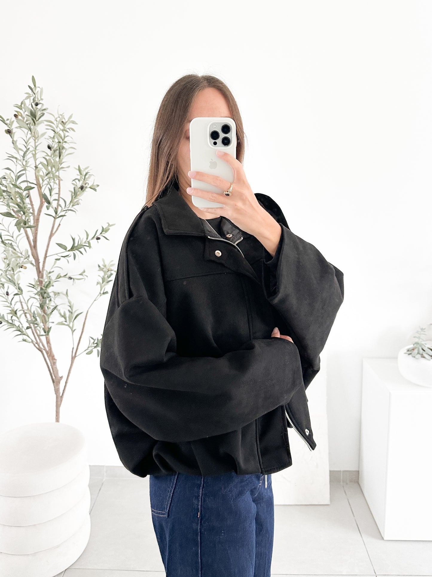 Veste effet daim noire