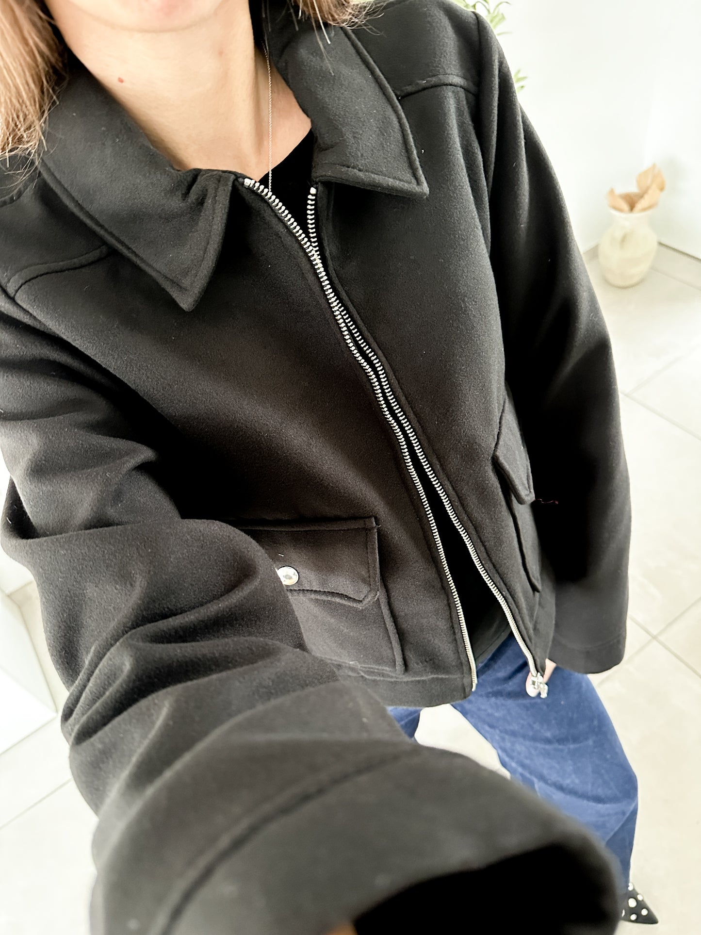 Veste courte noire Naf Naf