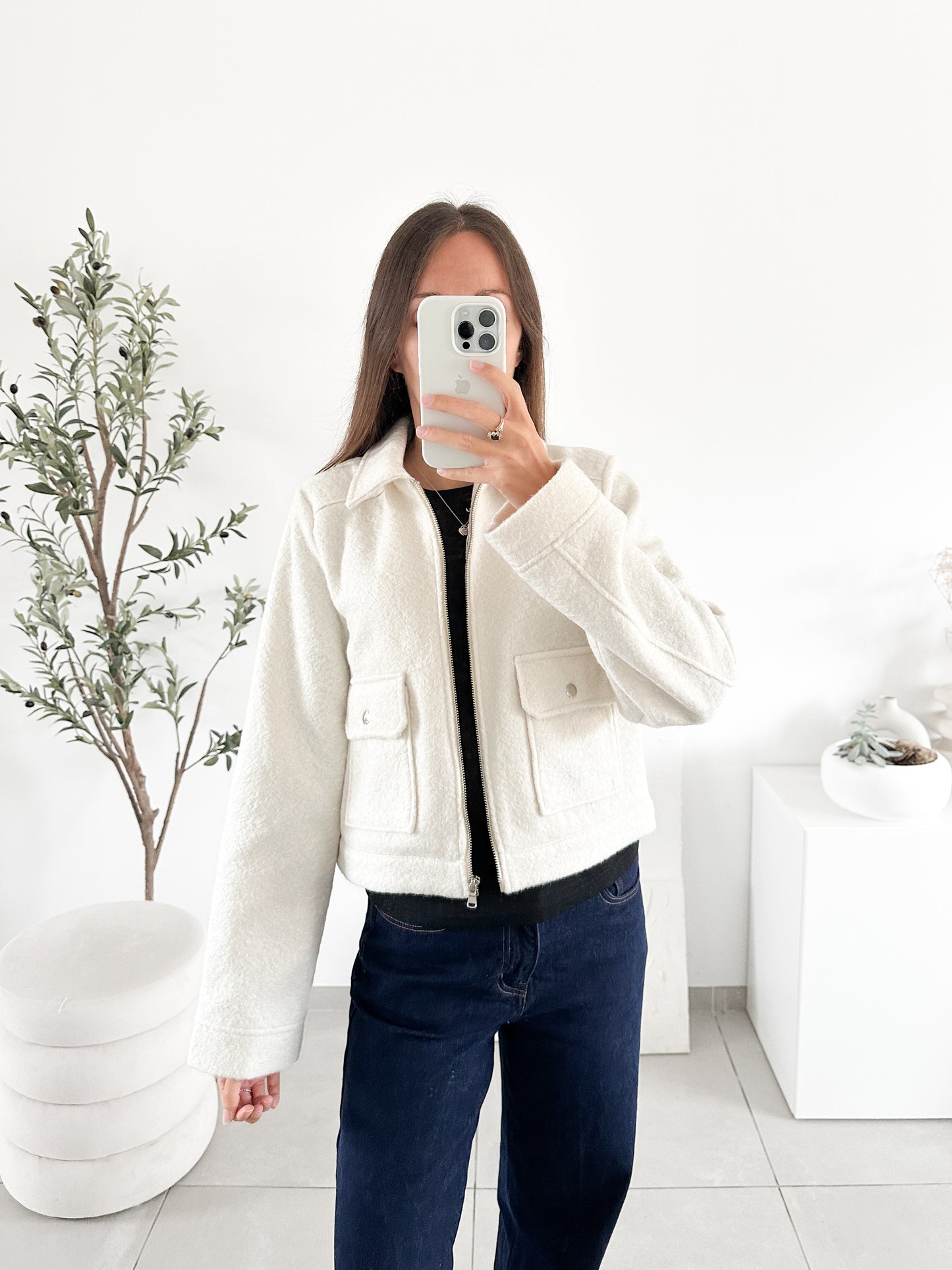 Veste courte blanche Naf Naf