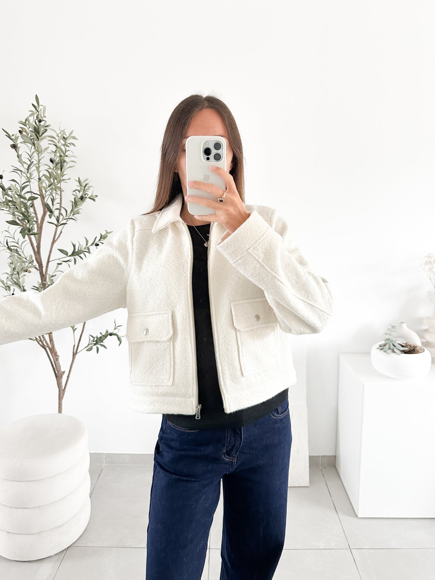 Veste courte blanche Naf Naf