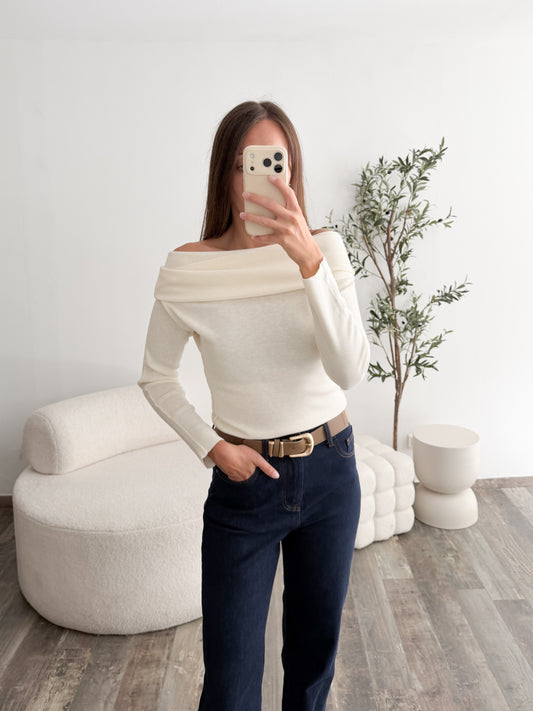 Pull col Bardot