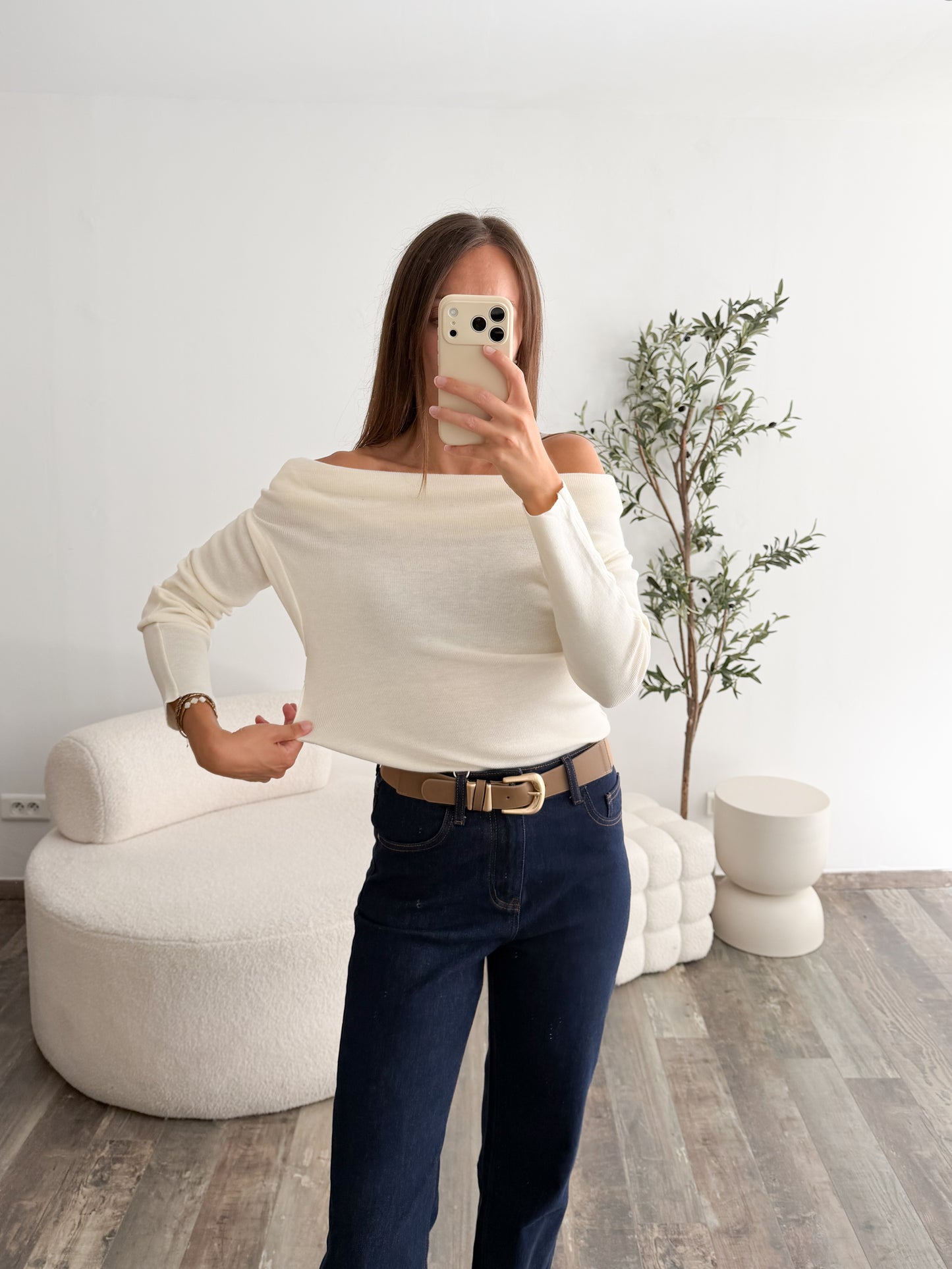 Pull col Bardot