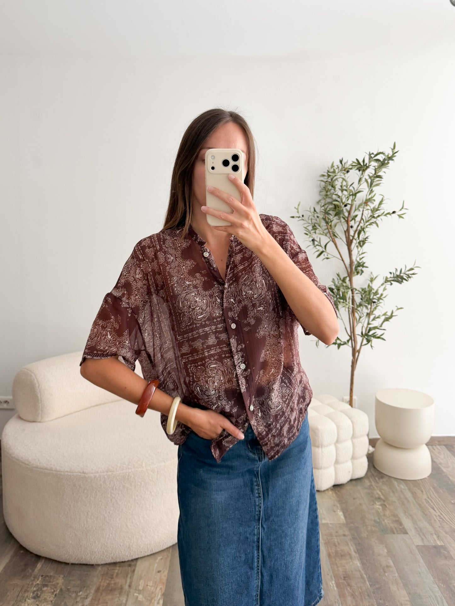 Blouse bandana marron