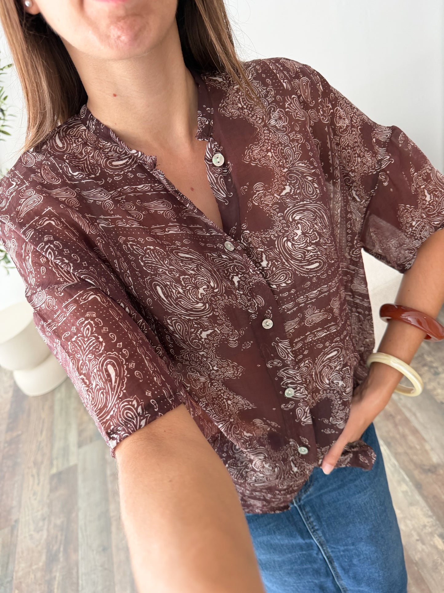 Blouse bandana marron