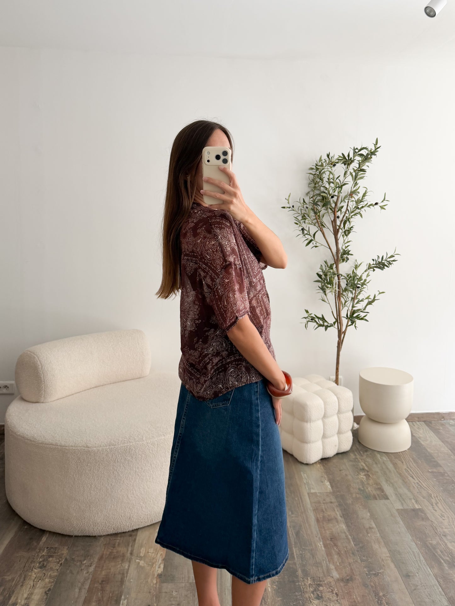 Blouse bandana marron