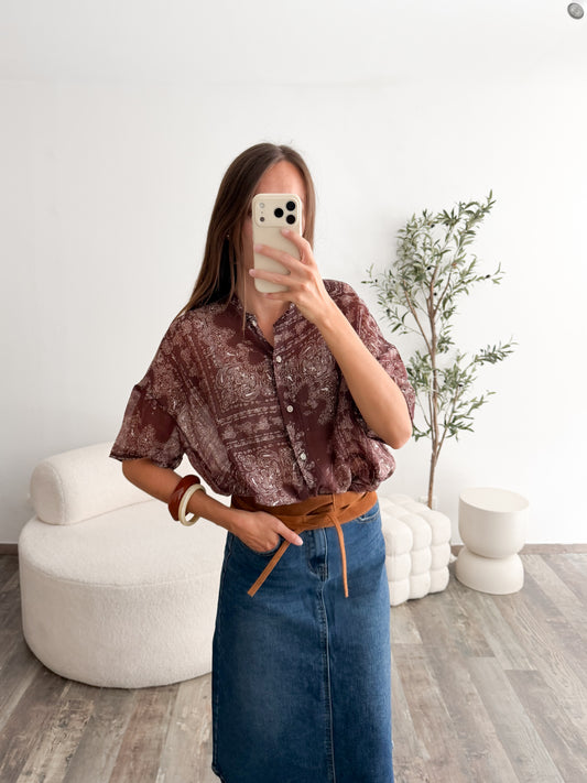 Blouse bandana marron