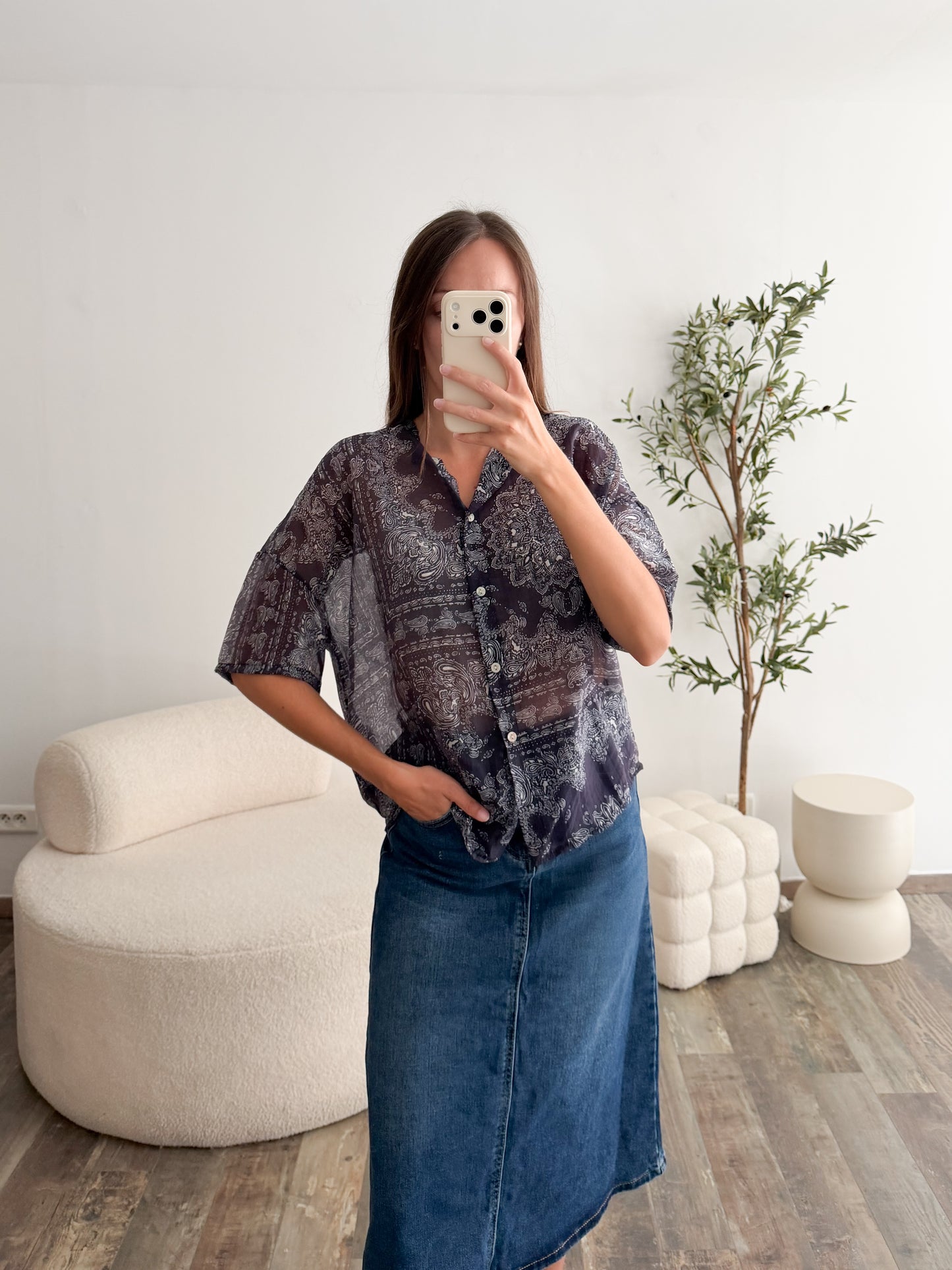 Blouse bandana bleue marine