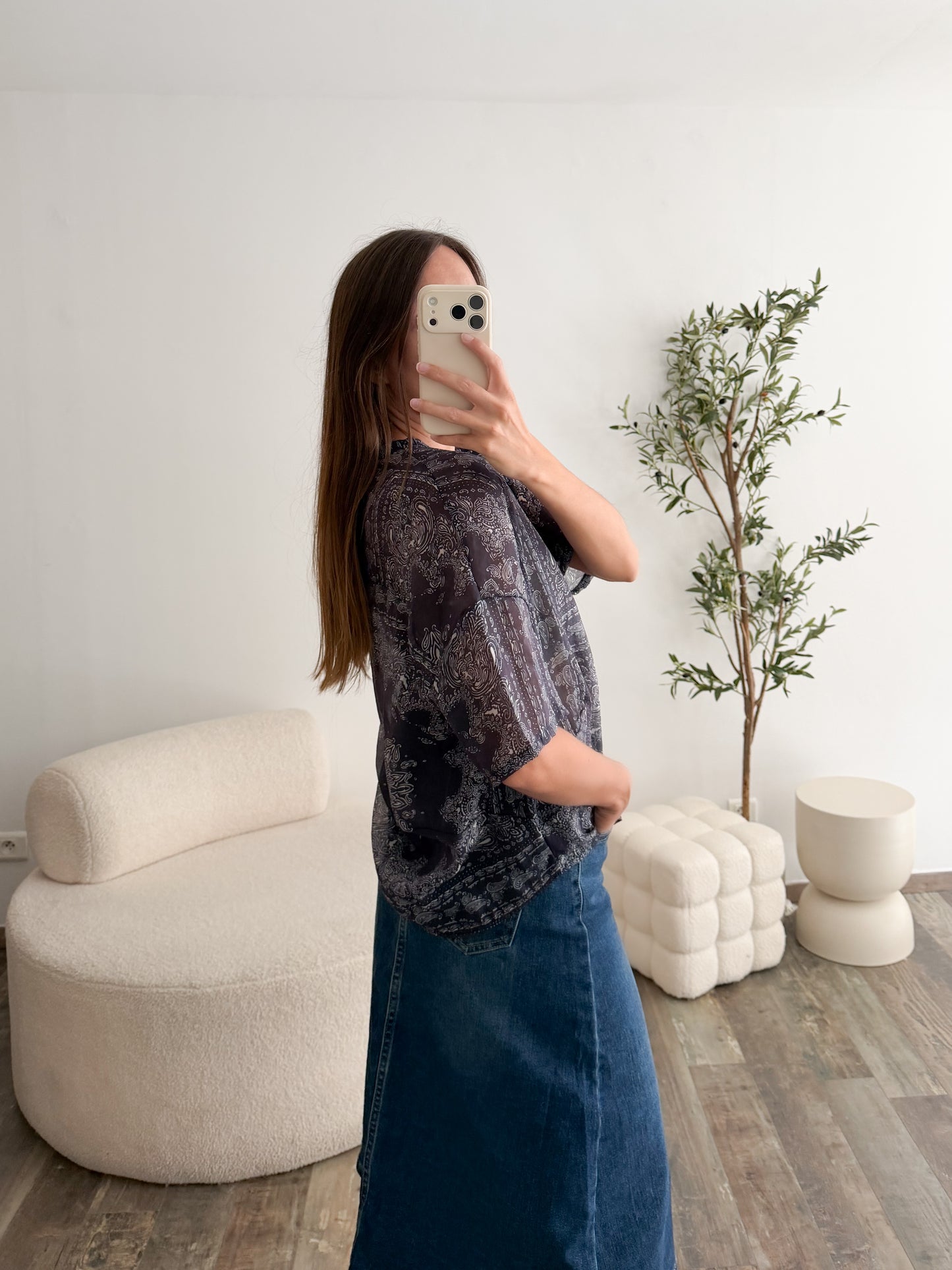 Blouse bandana bleue marine
