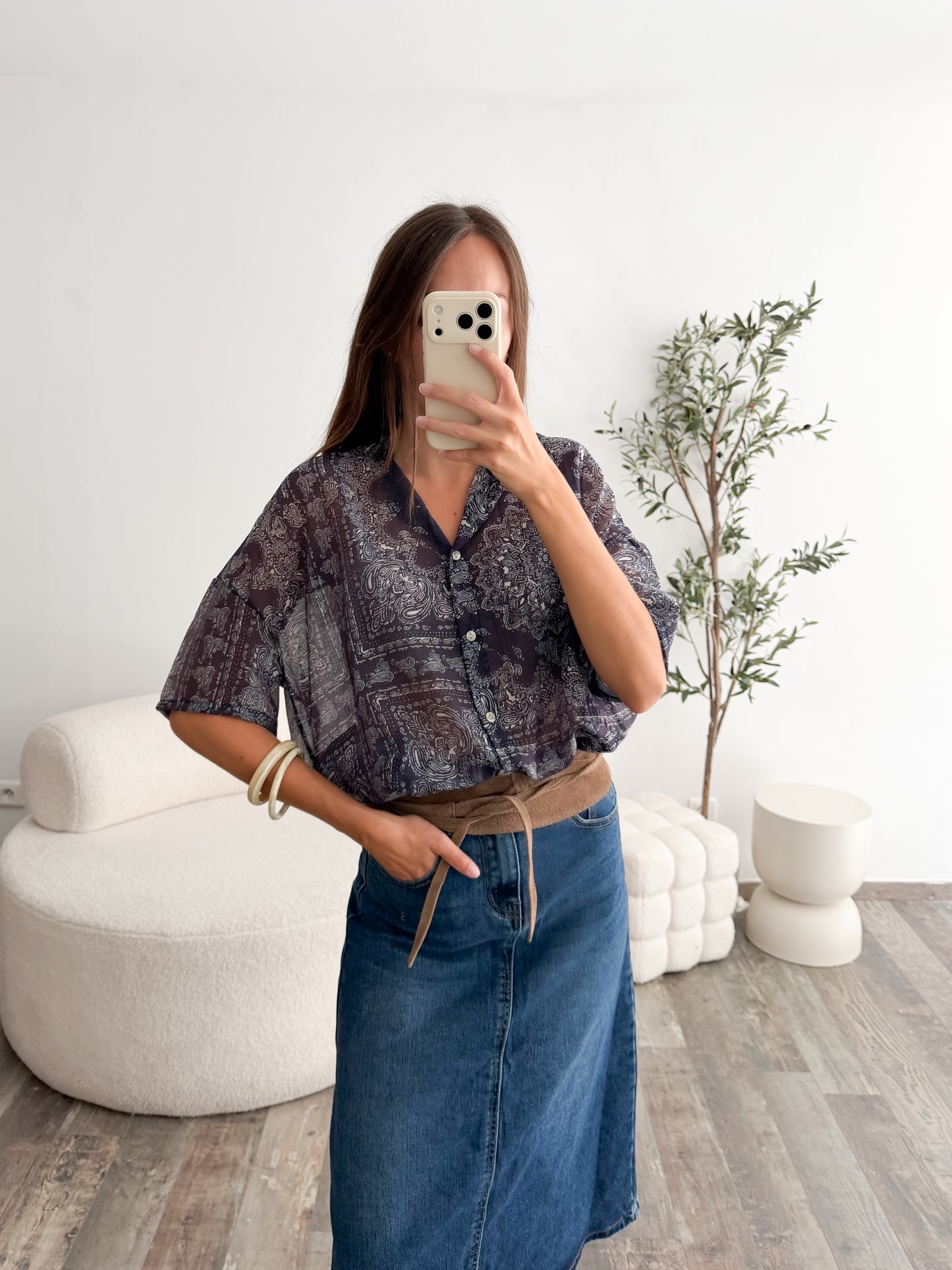 Blouse bandana bleue marine