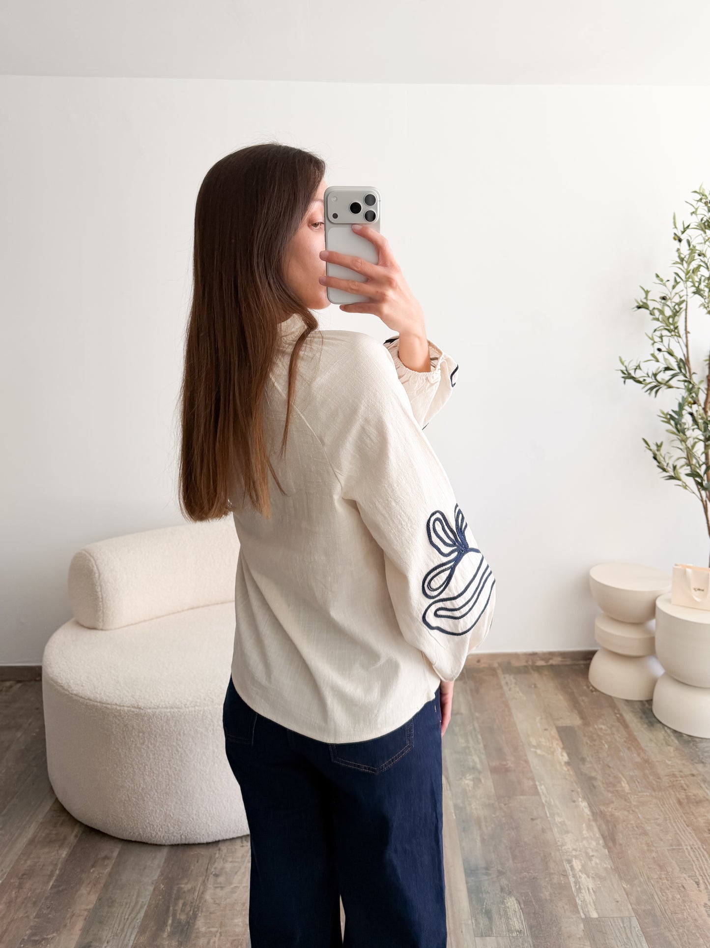 Blouse brodée en coton