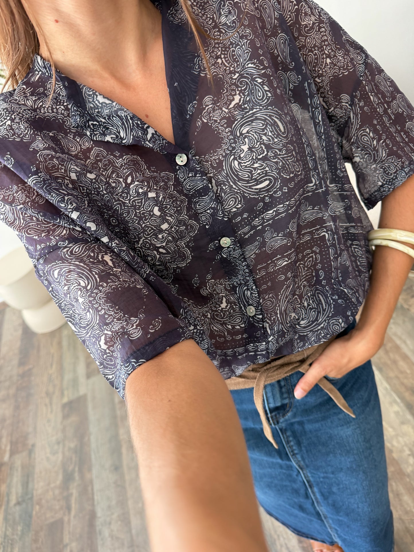 Blouse bandana bleue marine