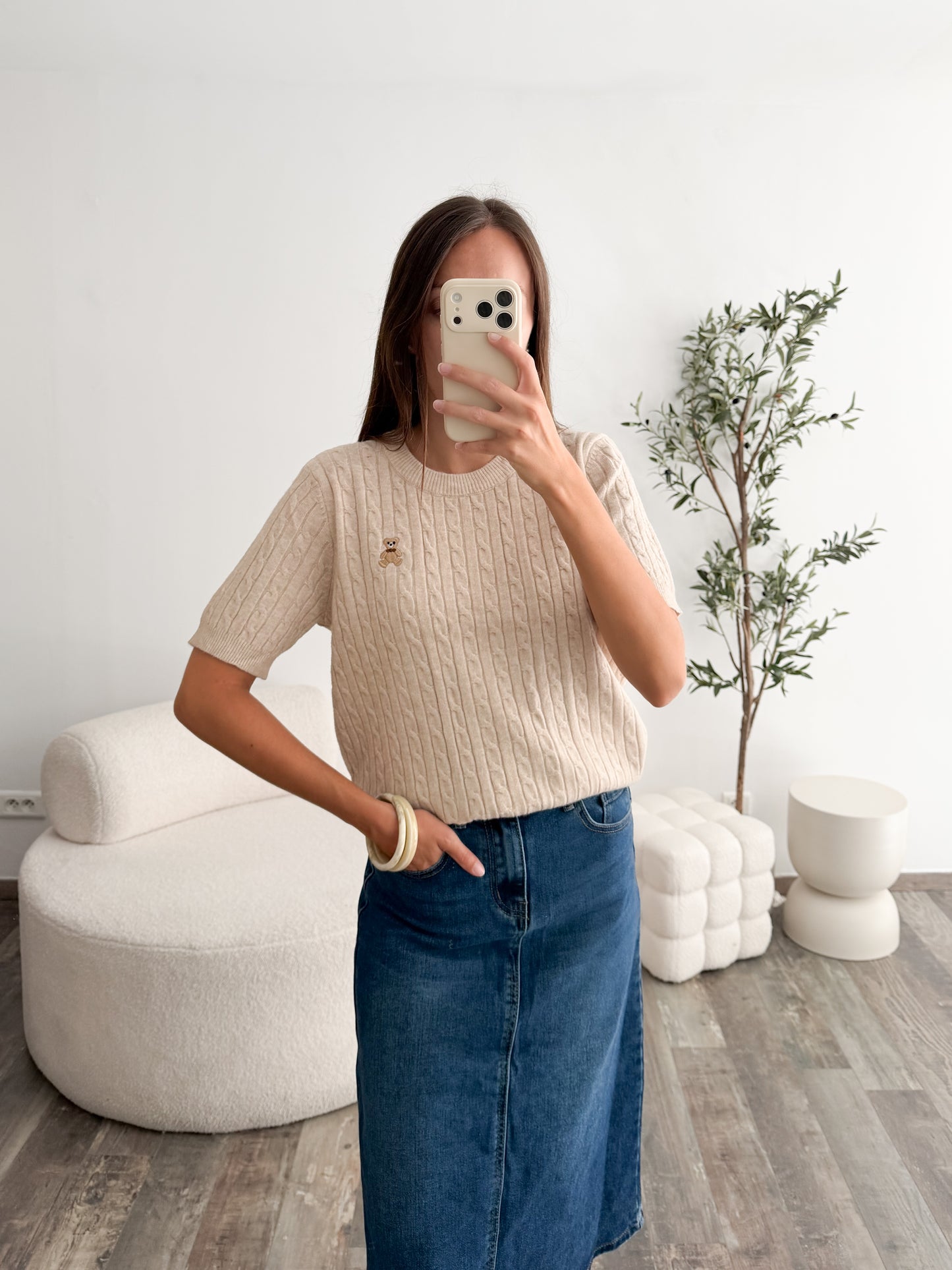 Pull ourson beige