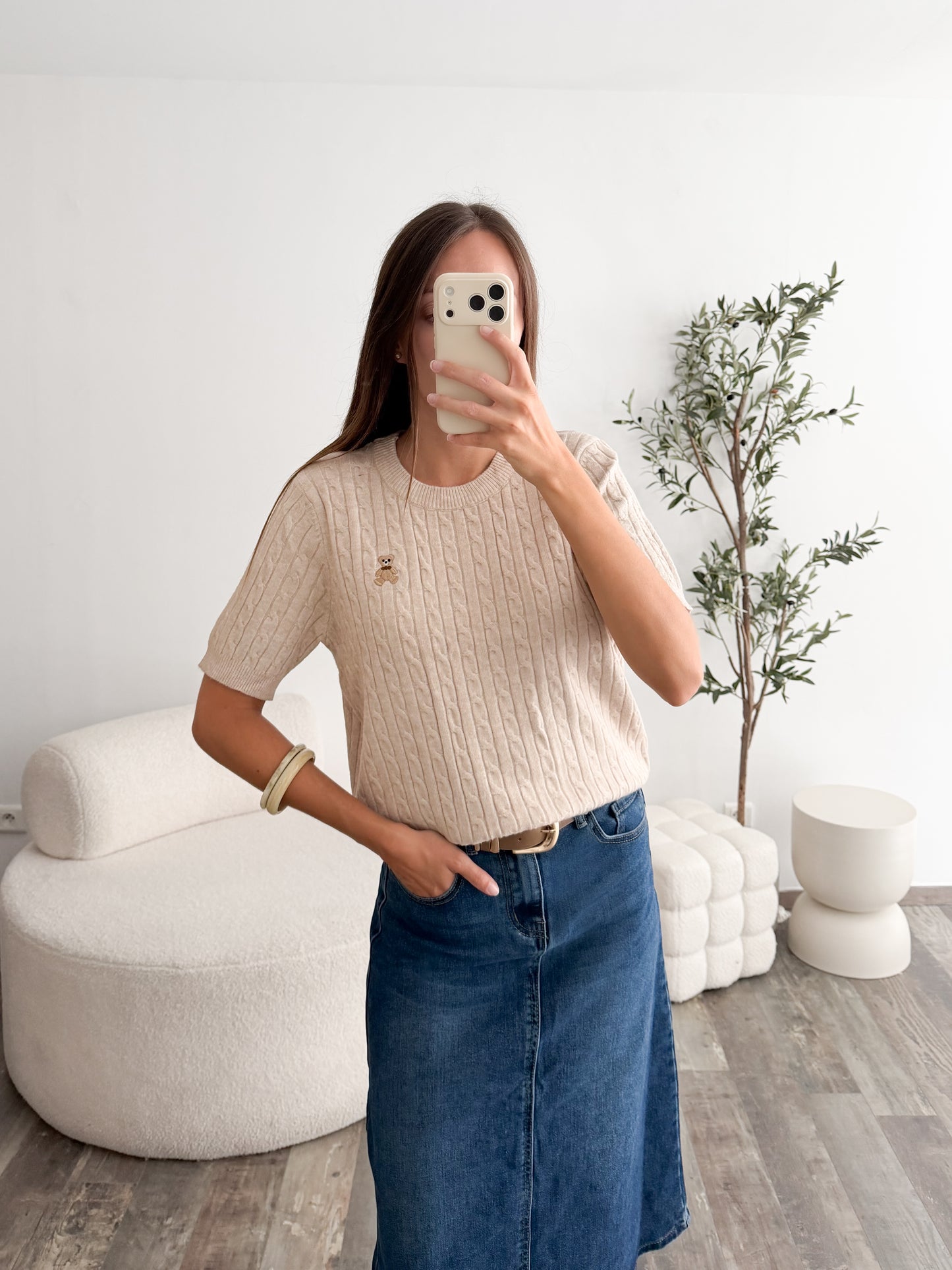 Pull ourson beige