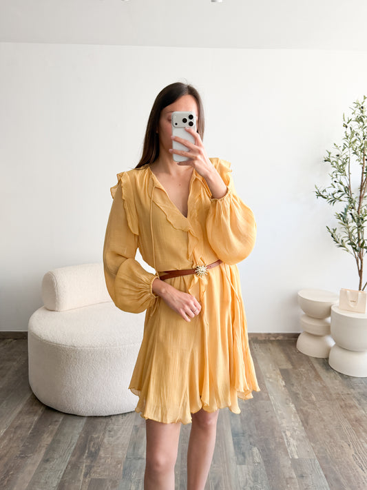 Robe Alba jaune avec ceinture