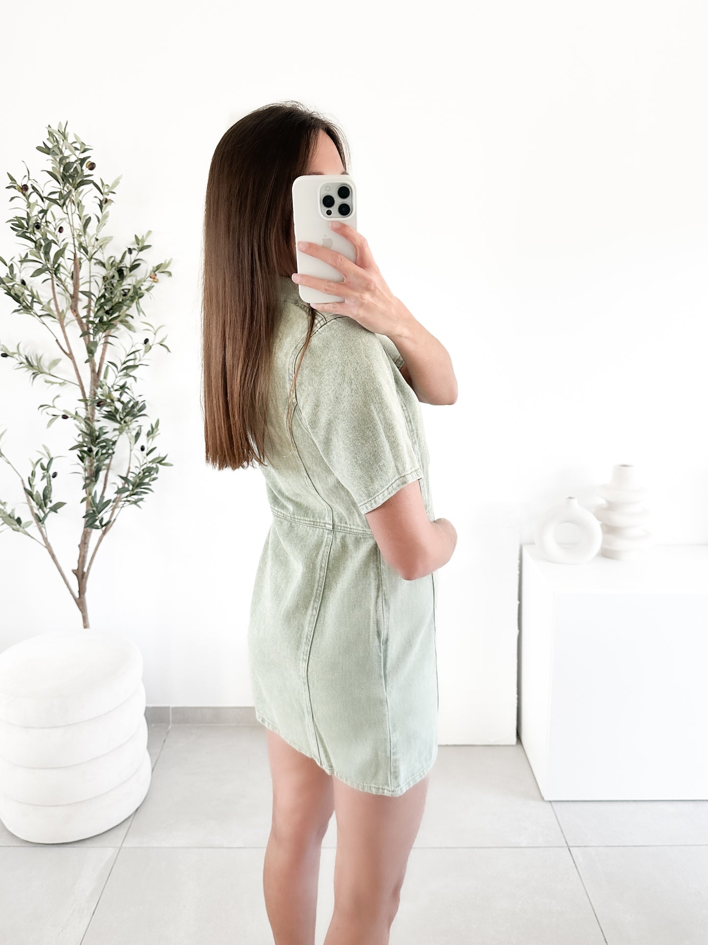 Robe en jean Paula kaki