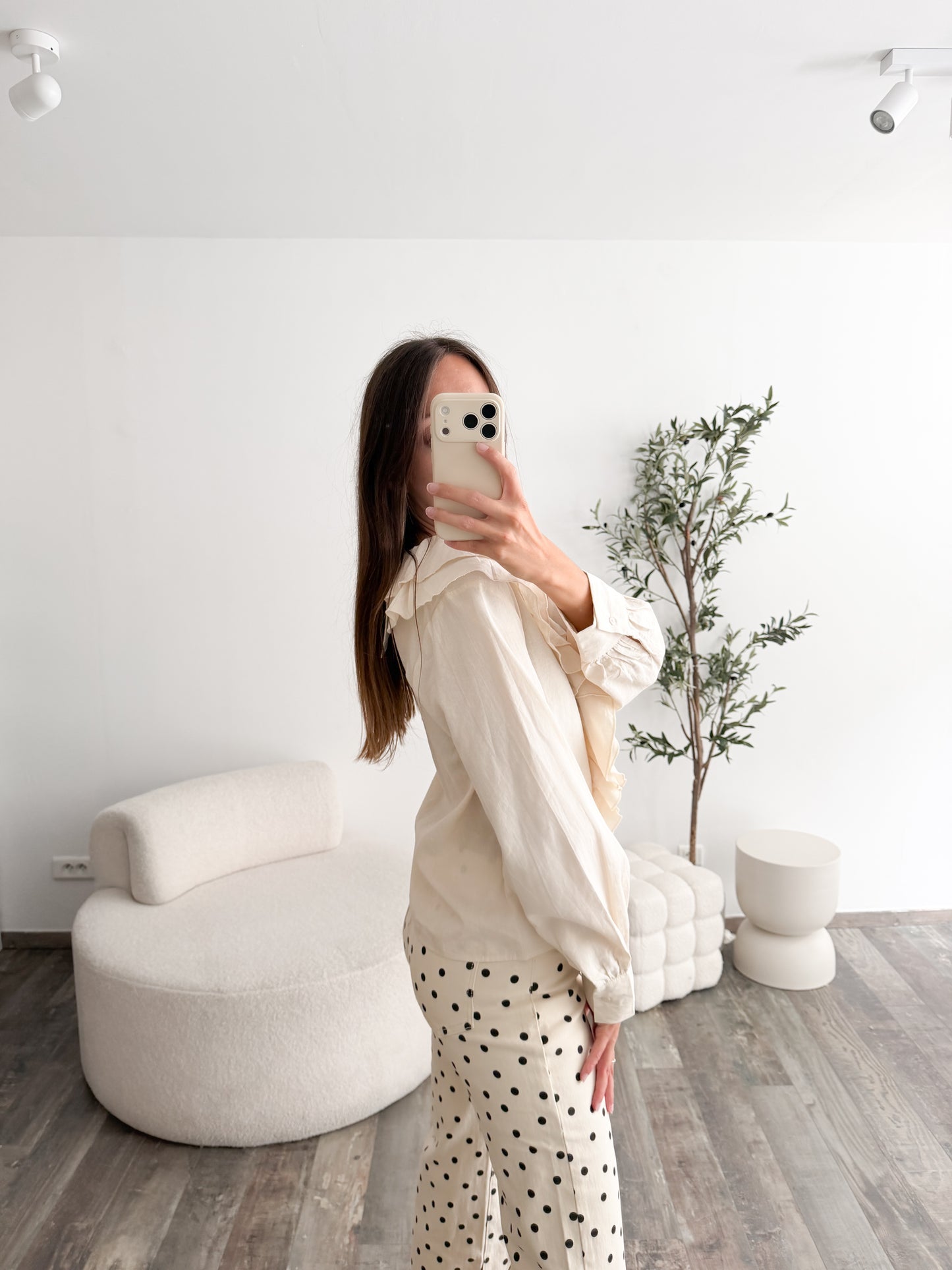 Blouse froufrou beige