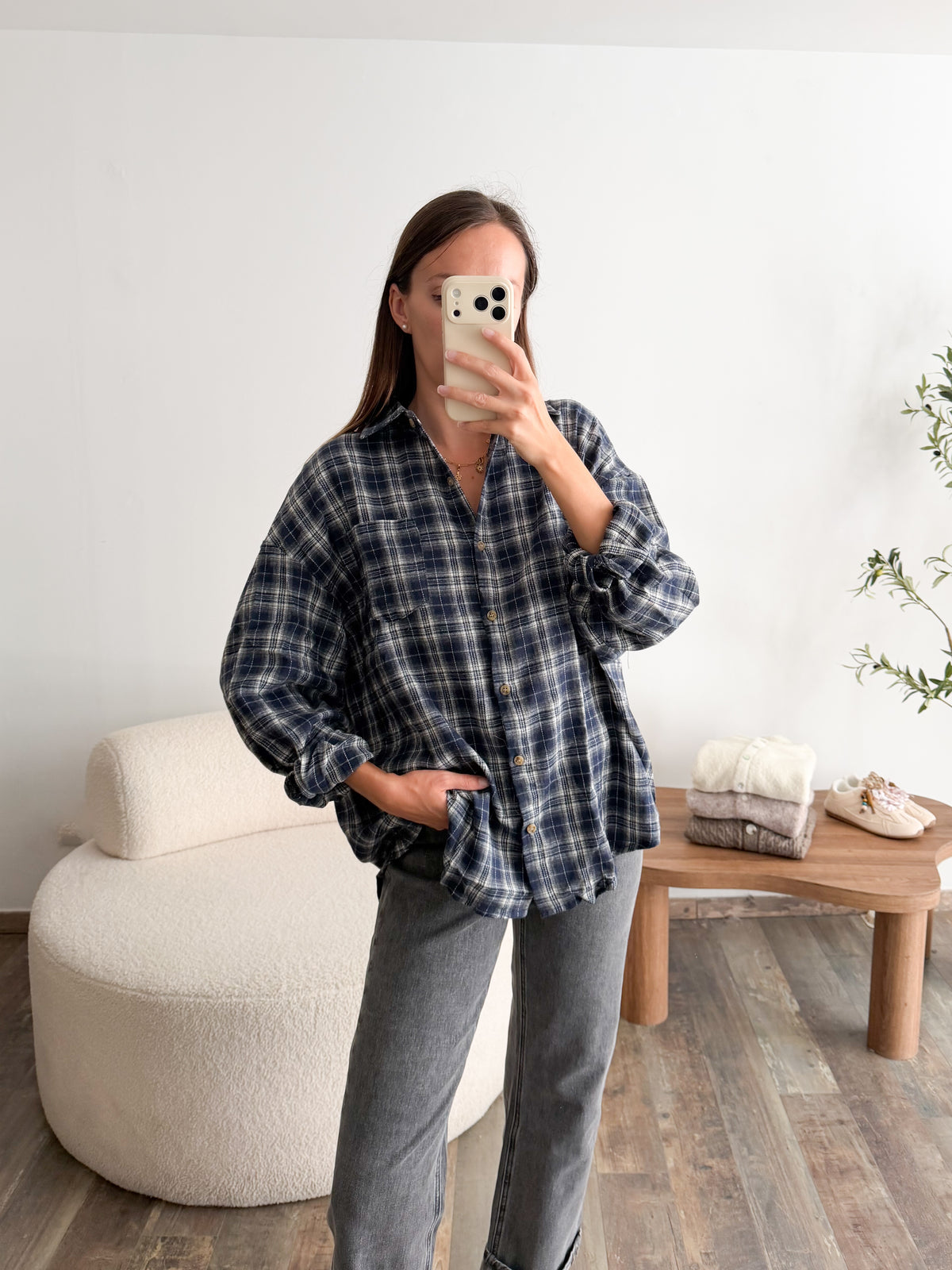 Chemise à carreau bleue