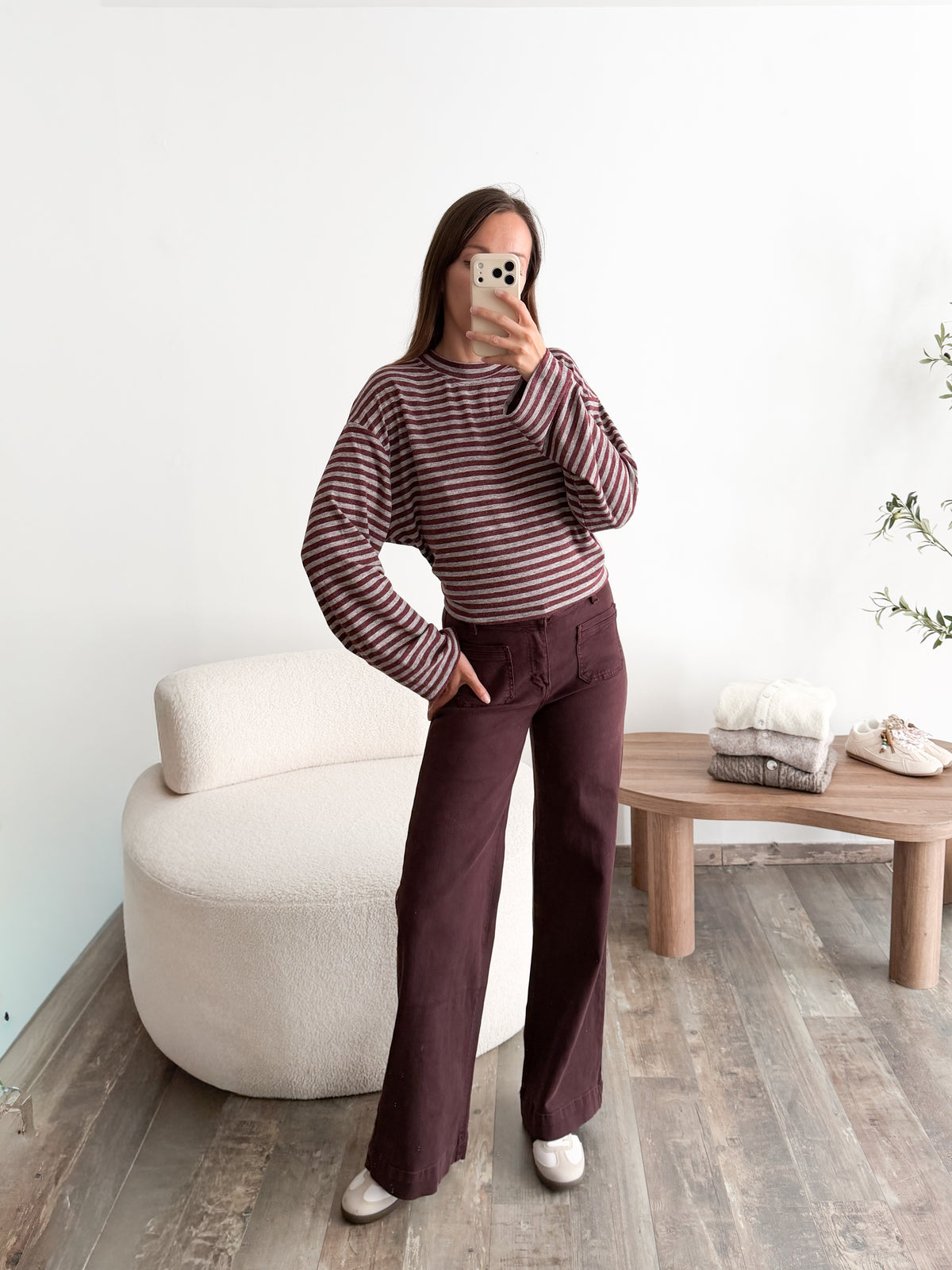 Jean wide leg bordeaux