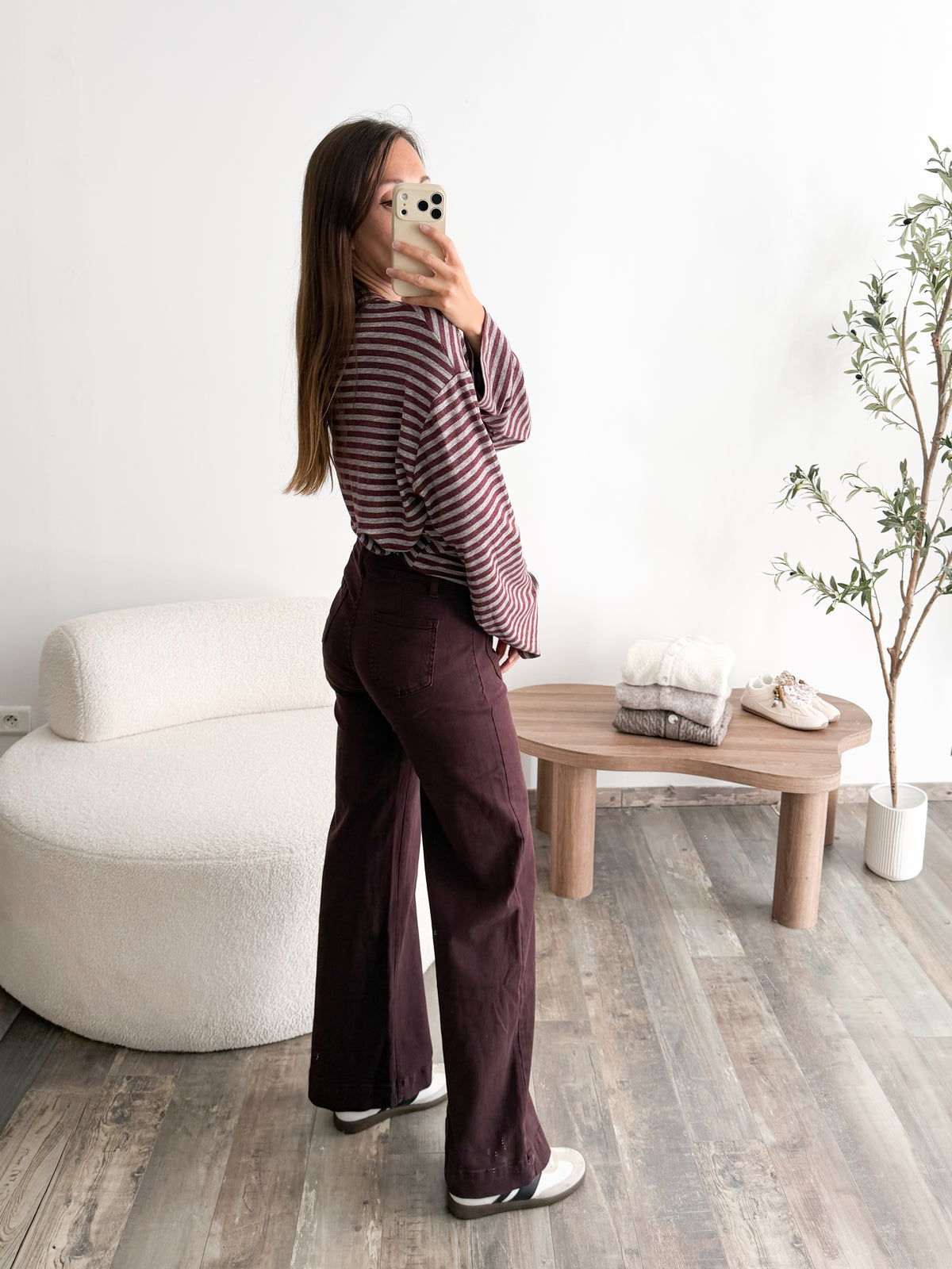 Jean wide leg bordeaux