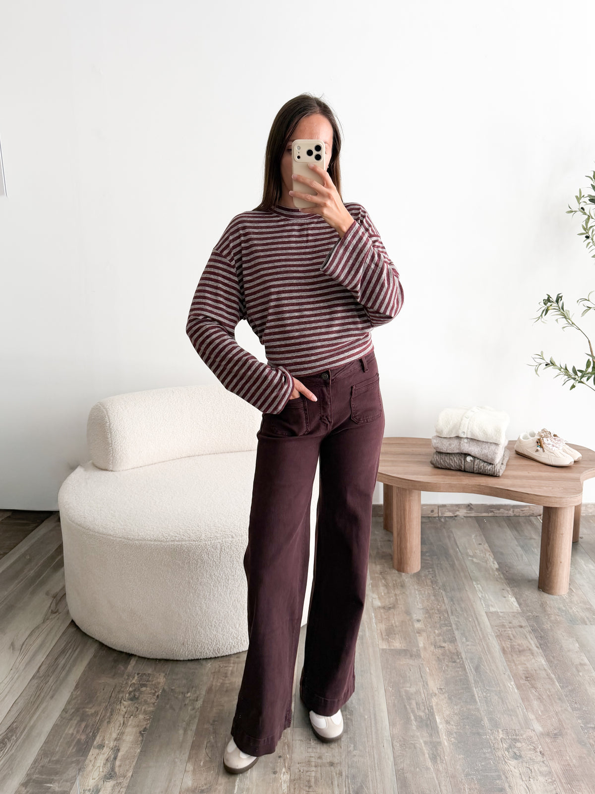 Jean wide leg bordeaux