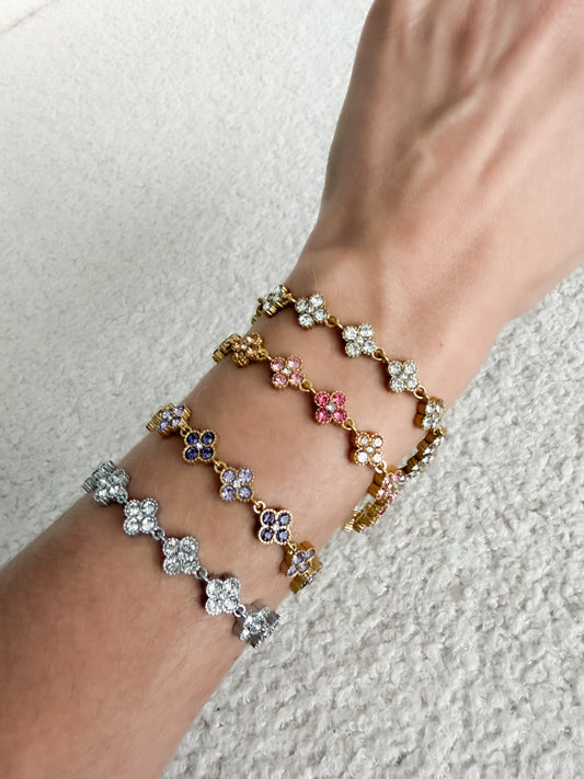 Bracelet fleurs en strass