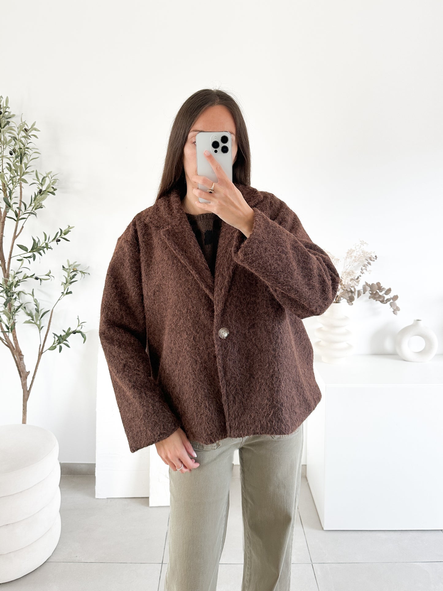 Veste laine bouillie marron