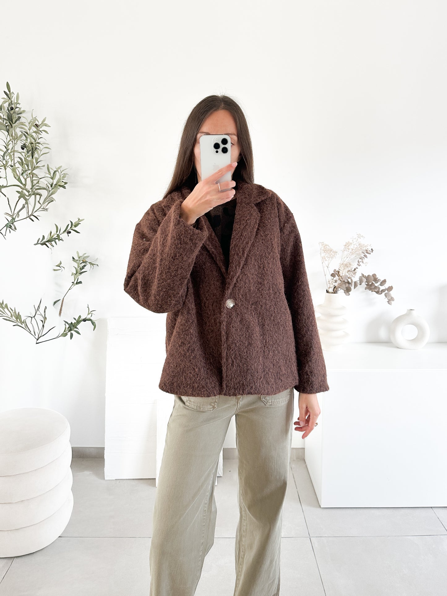 Veste laine bouillie marron