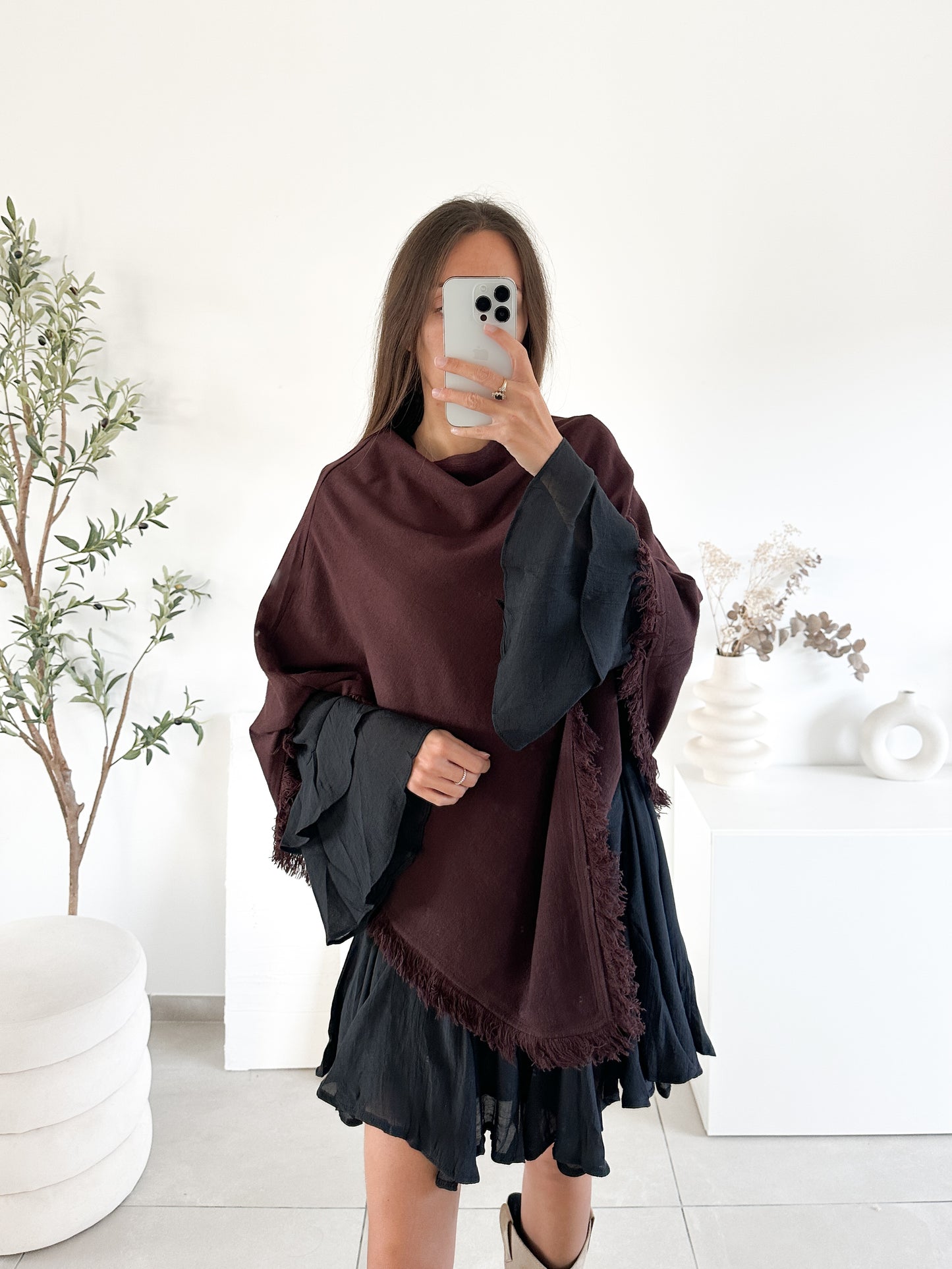 Poncho en laine (couleur au choix)