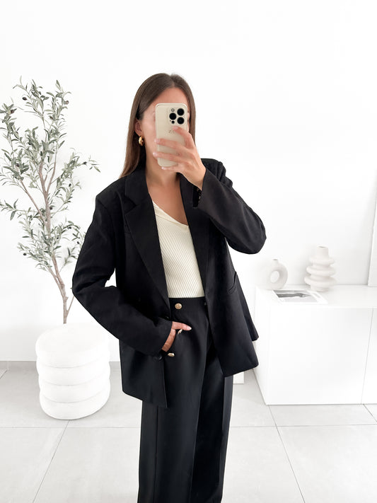 Blazer doublure léopard noir