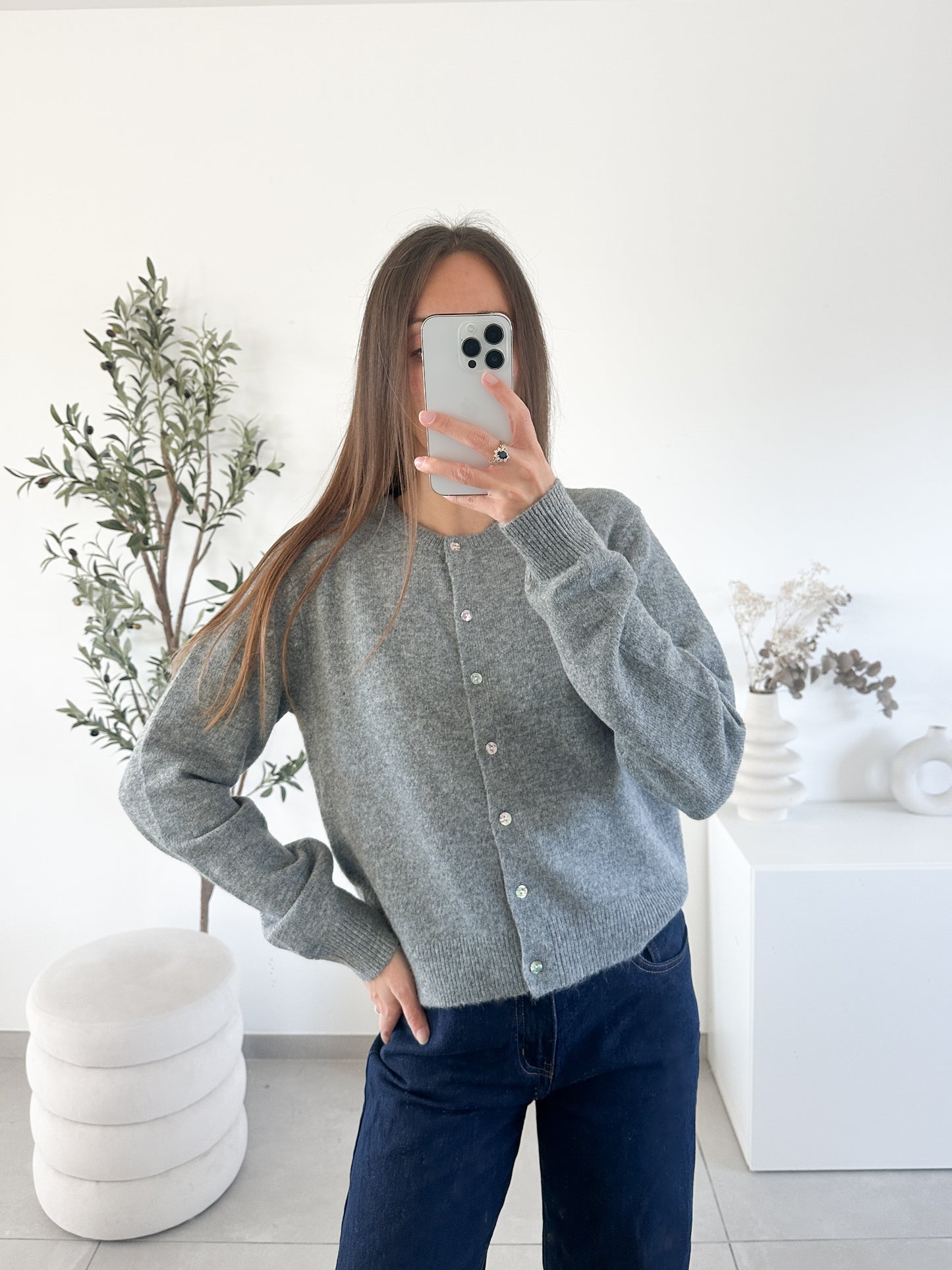 Gilet à petits boutons gris