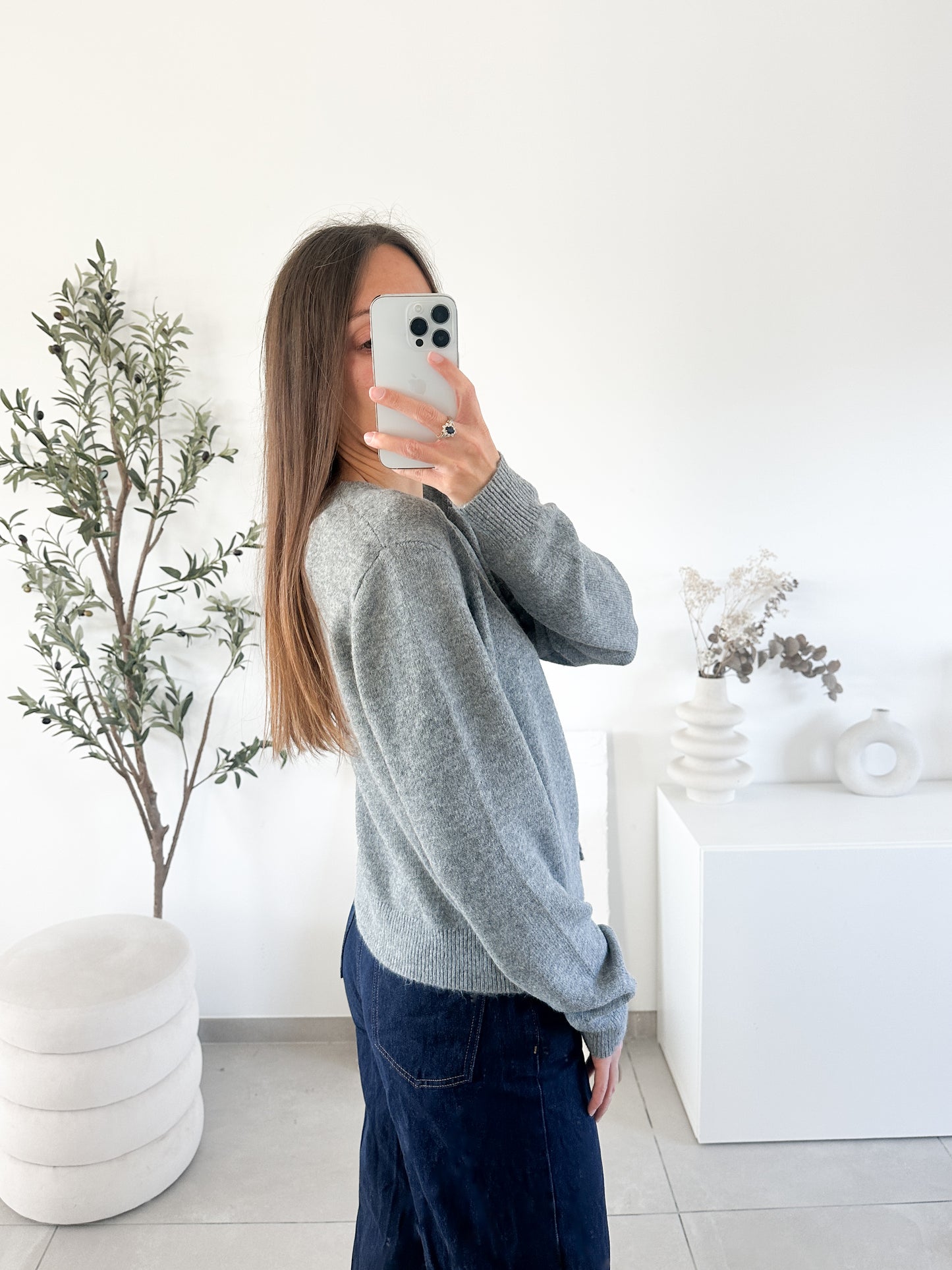 Gilet à petits boutons gris