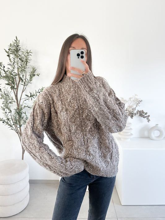 Pull chiné col montant