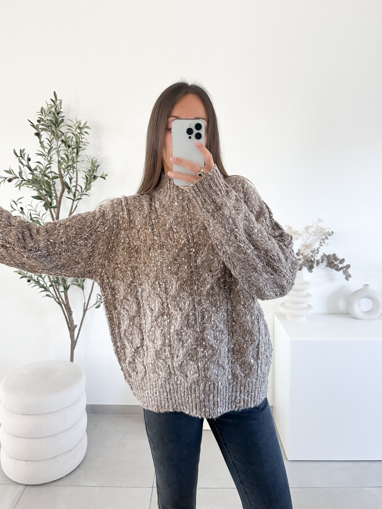 Pull chiné col montant