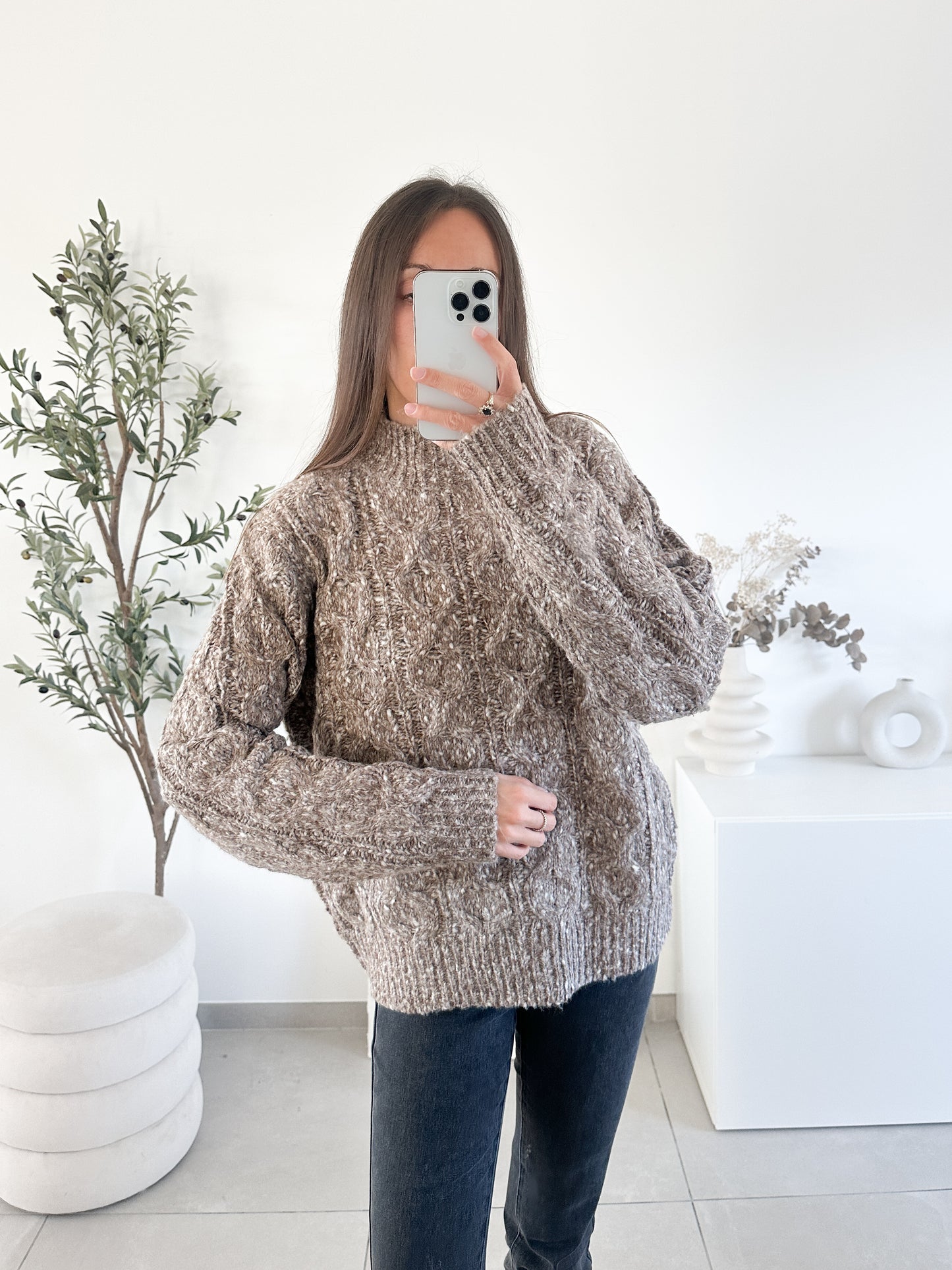 Pull chiné col montant