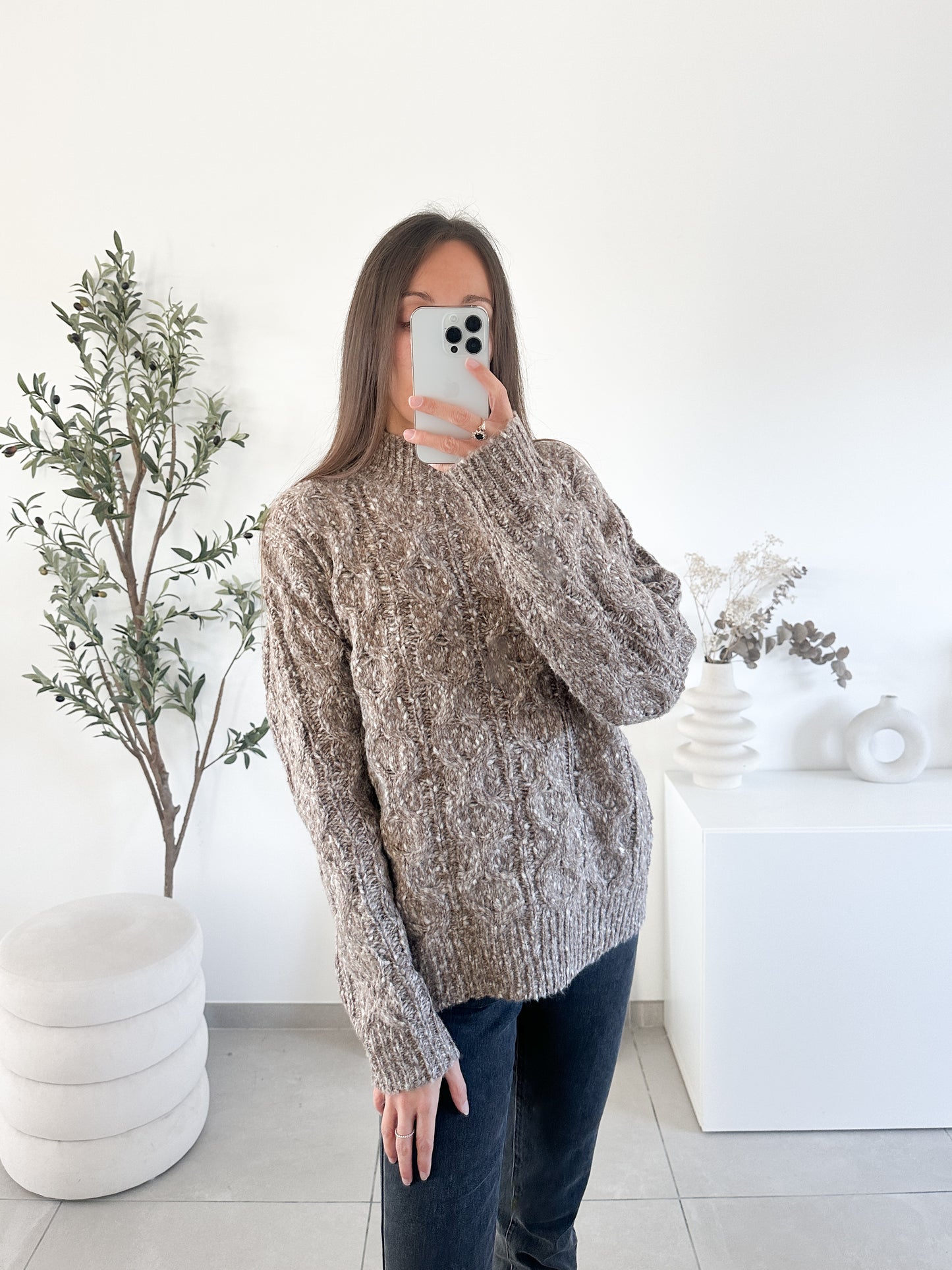 Pull chiné col montant