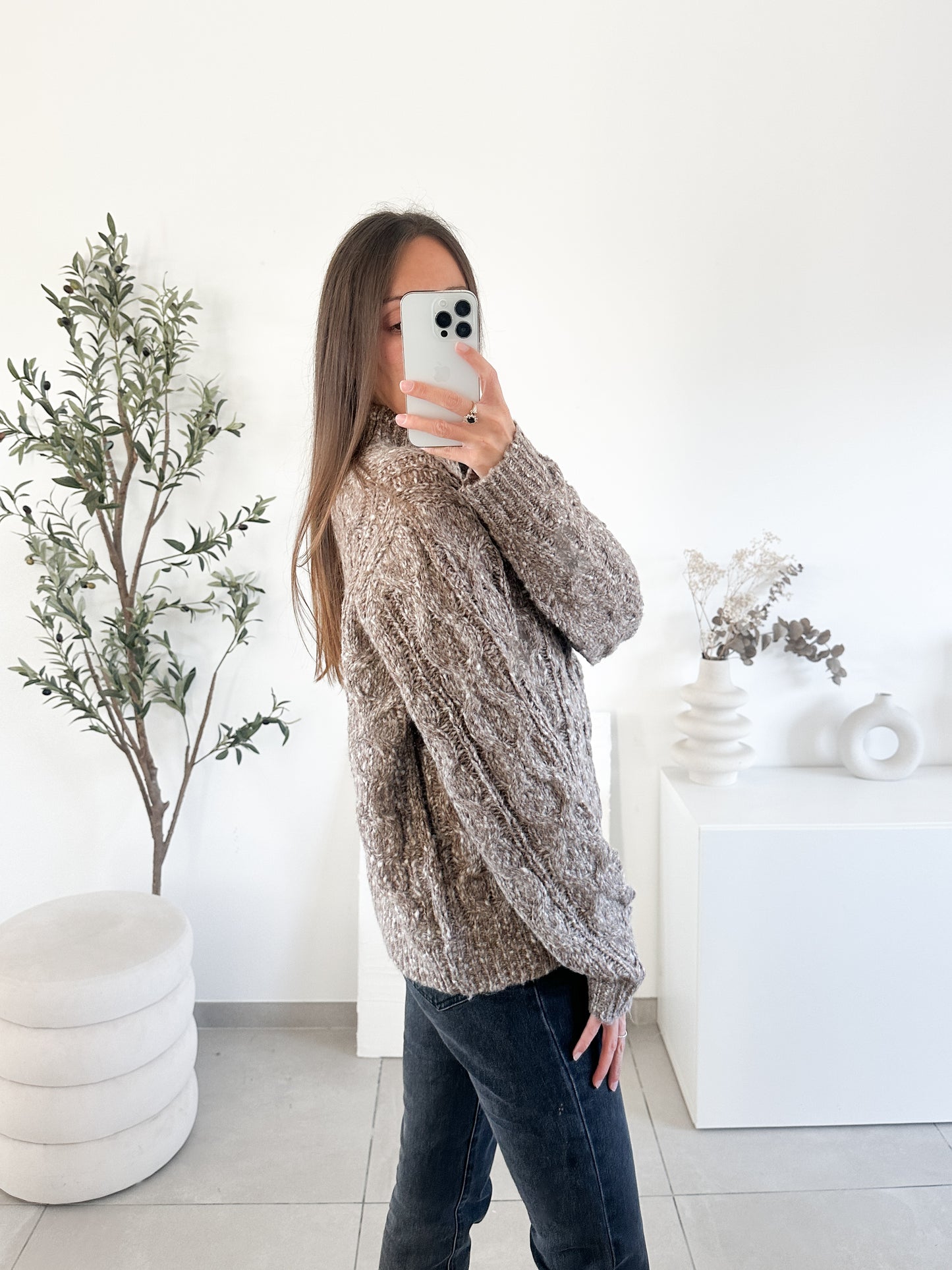 Pull chiné col montant