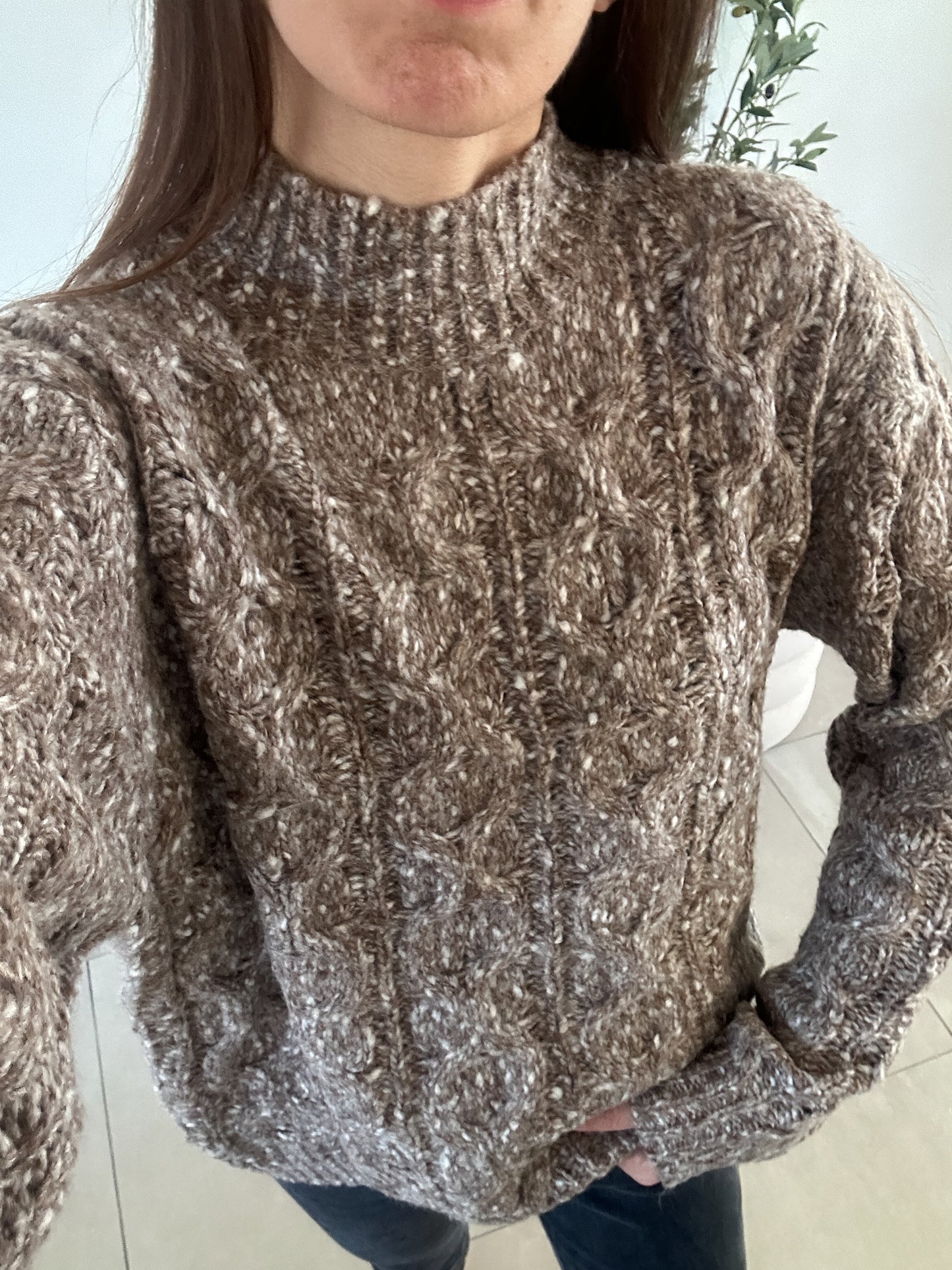 Pull chiné col montant