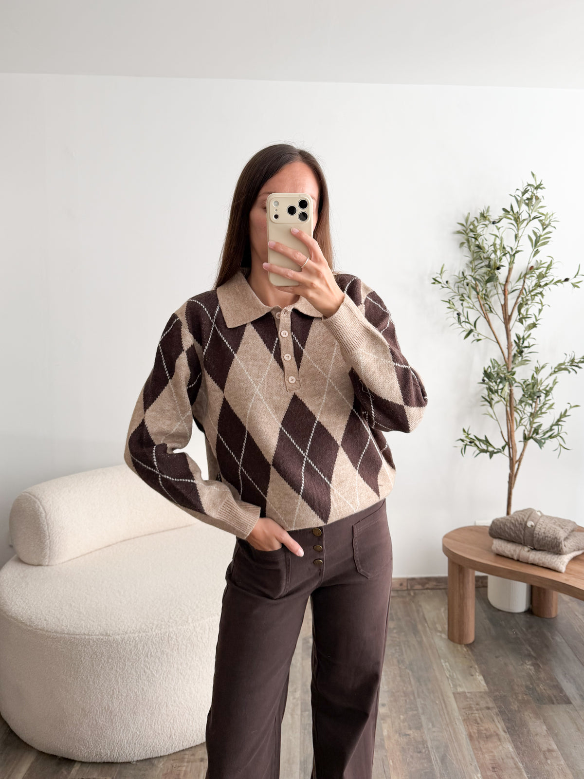 Pull à carreaux