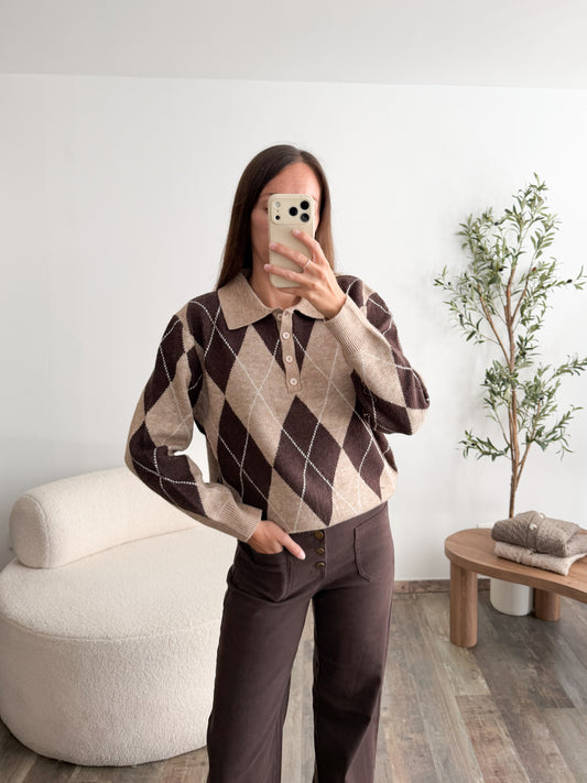 Pull à carreaux