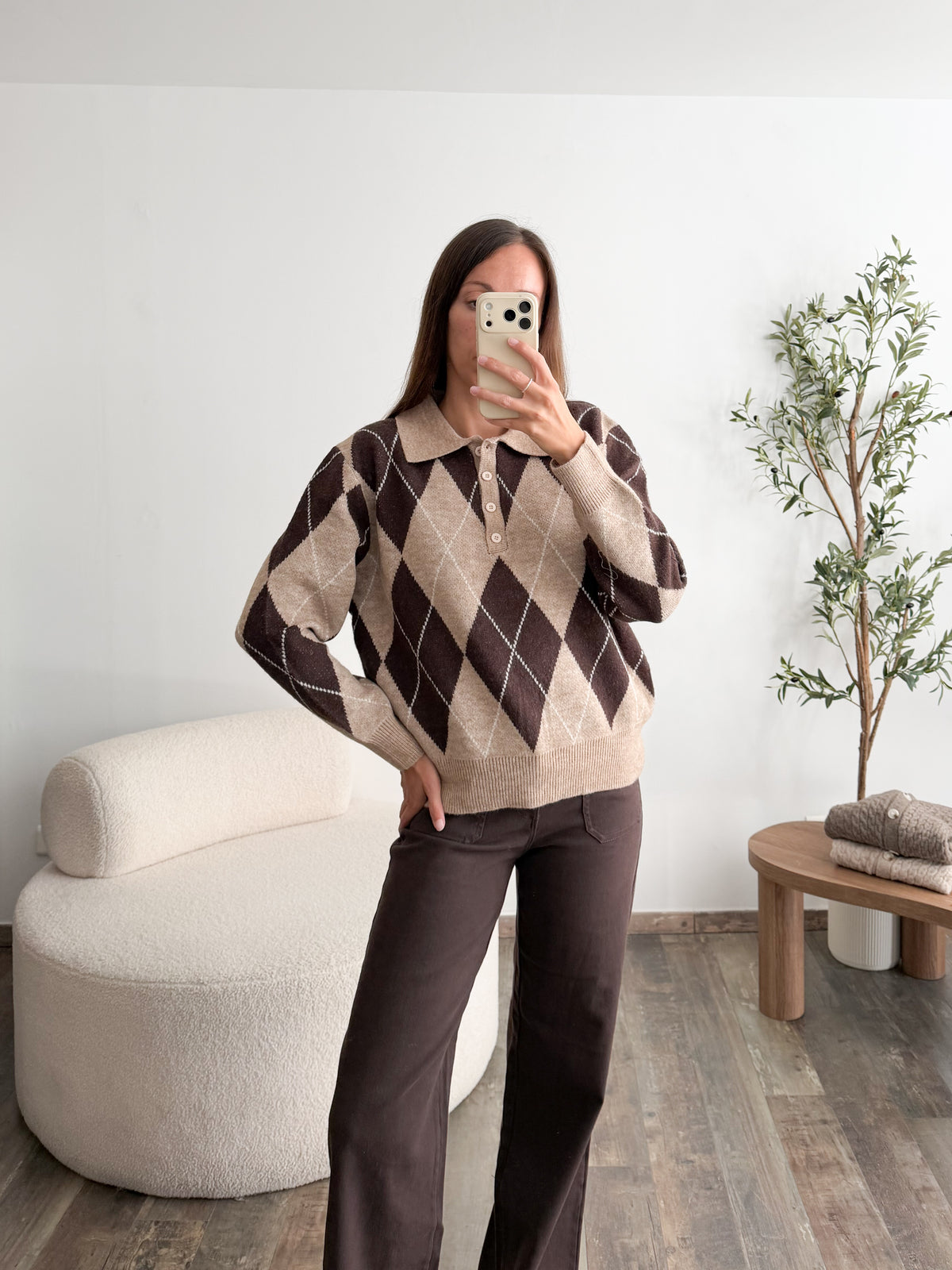 Pull à carreaux