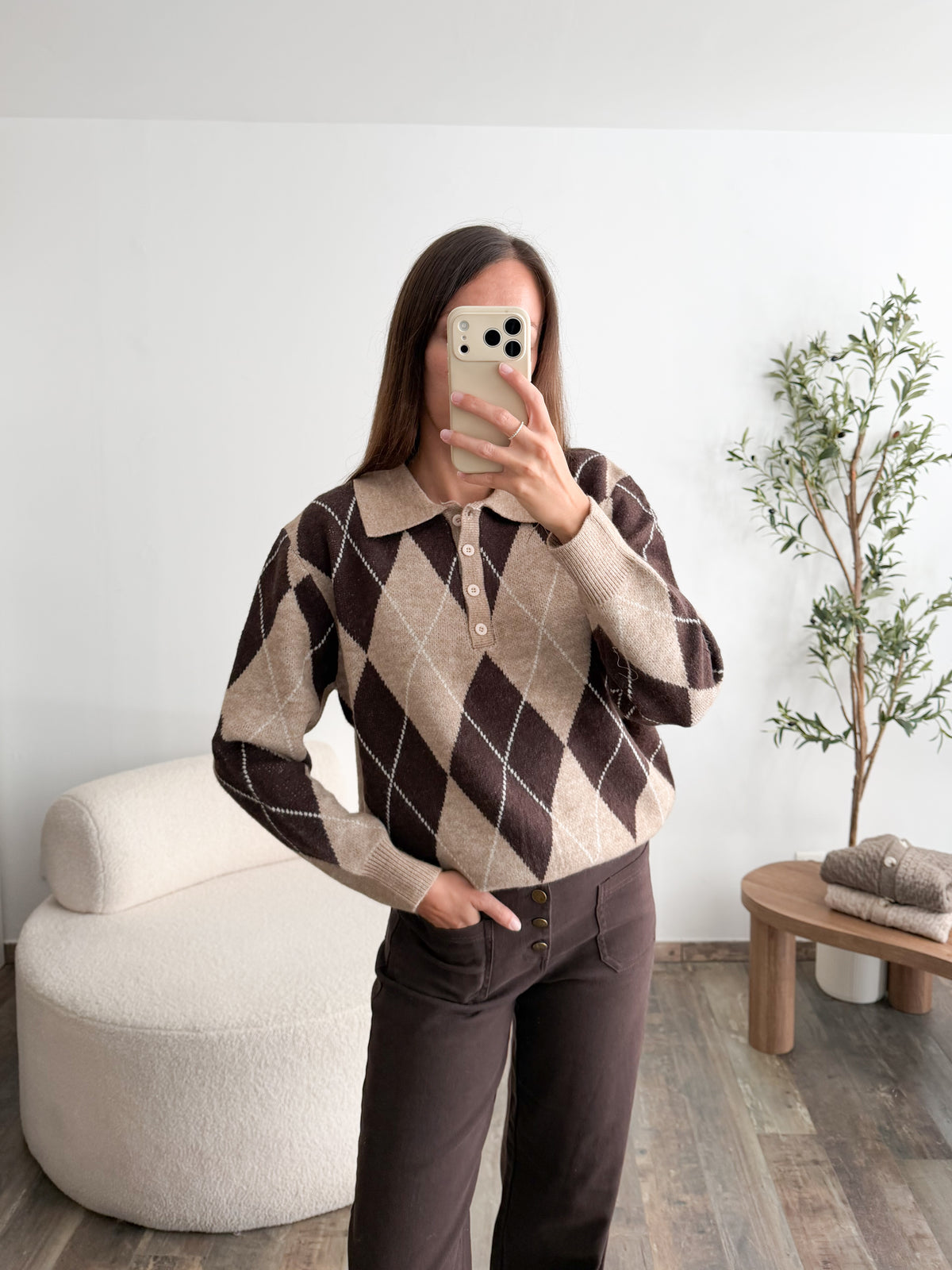 Pull à carreaux