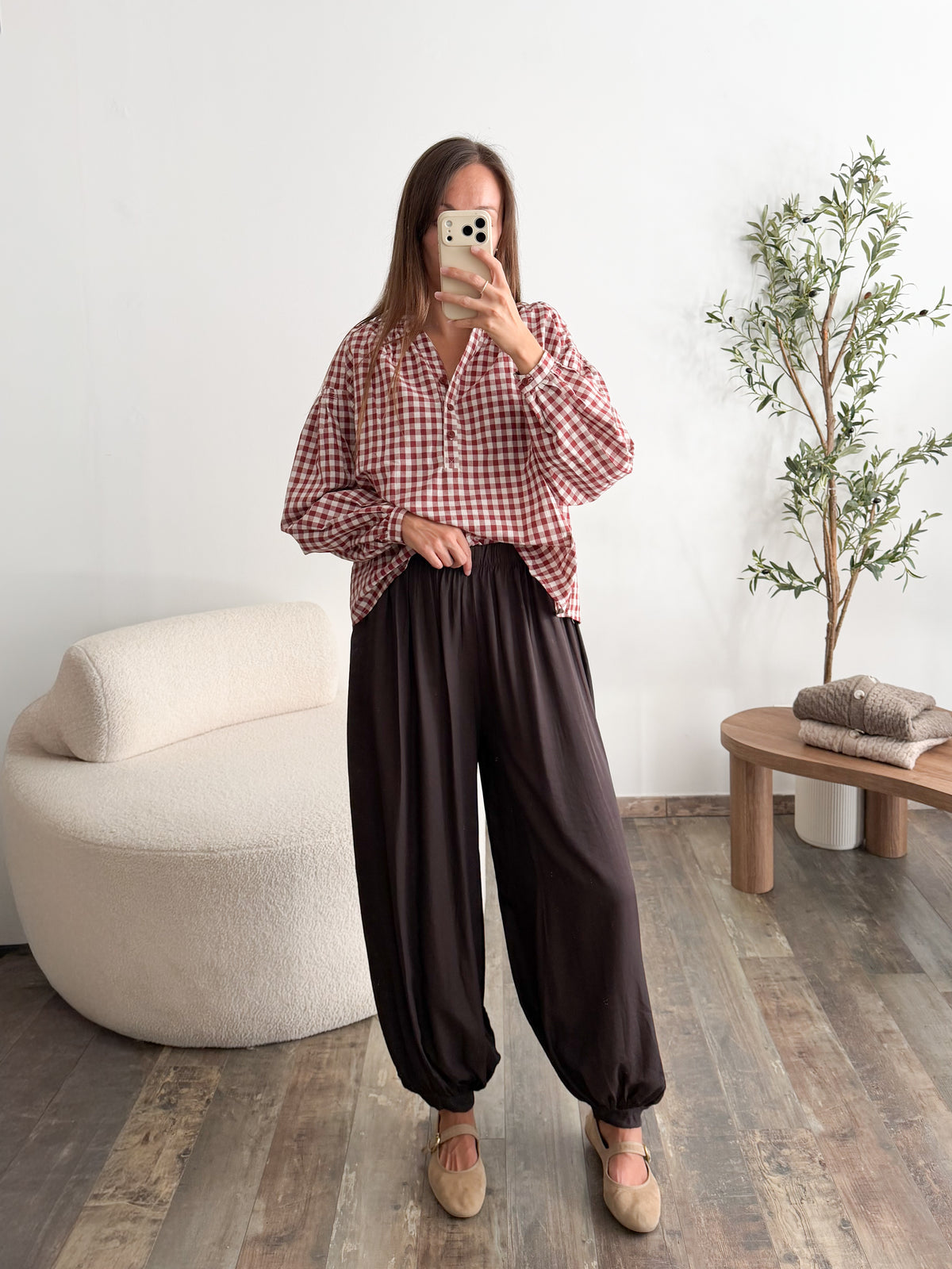Pantalon bouffant marron